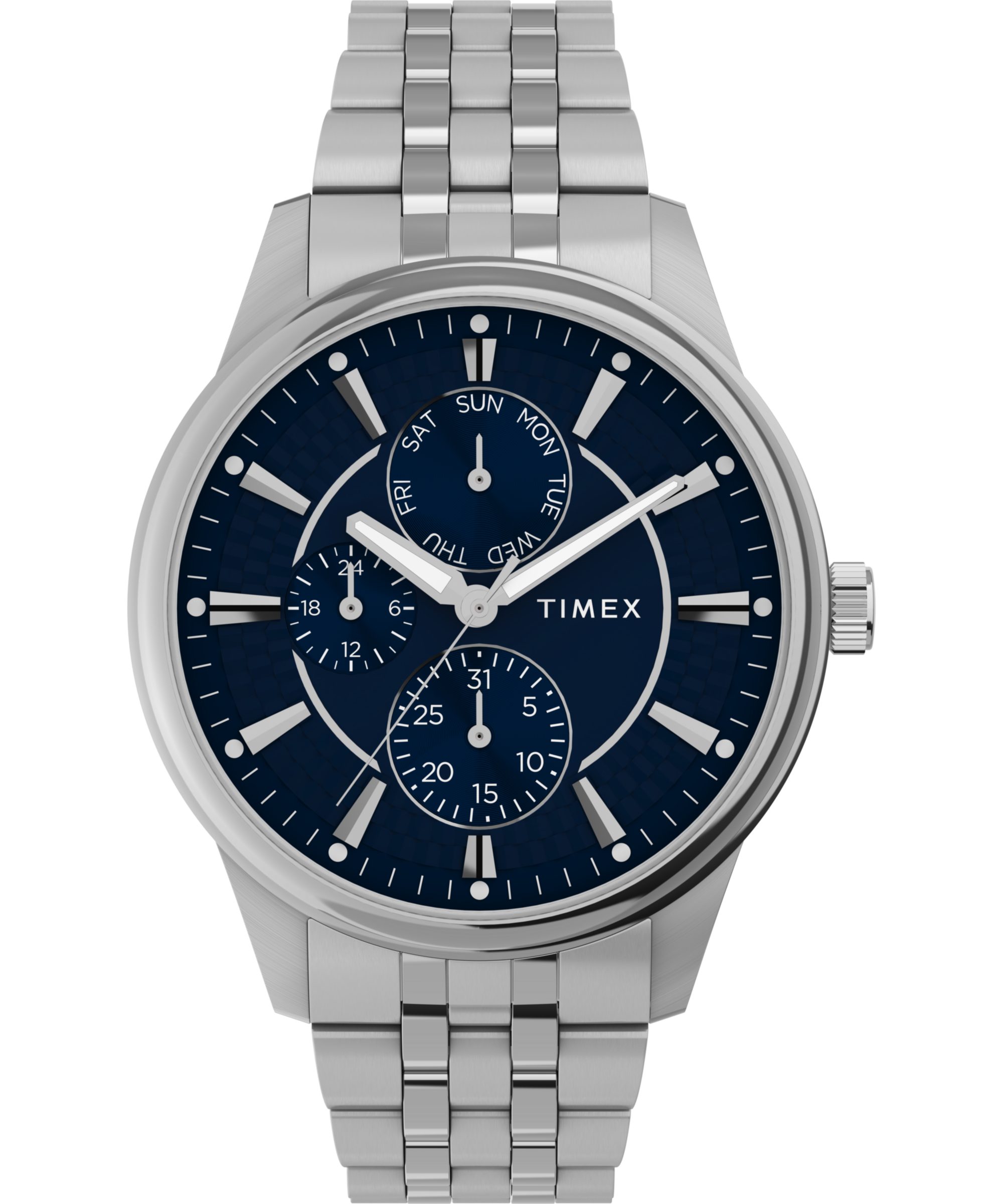 Timex Multifunktionsuhr CHICAGO TW2Y21500AJ, Quarzuhr, Armbanduhr, Herrenuhr, Edelstahlarmband, Datum, Leuchtzeiger