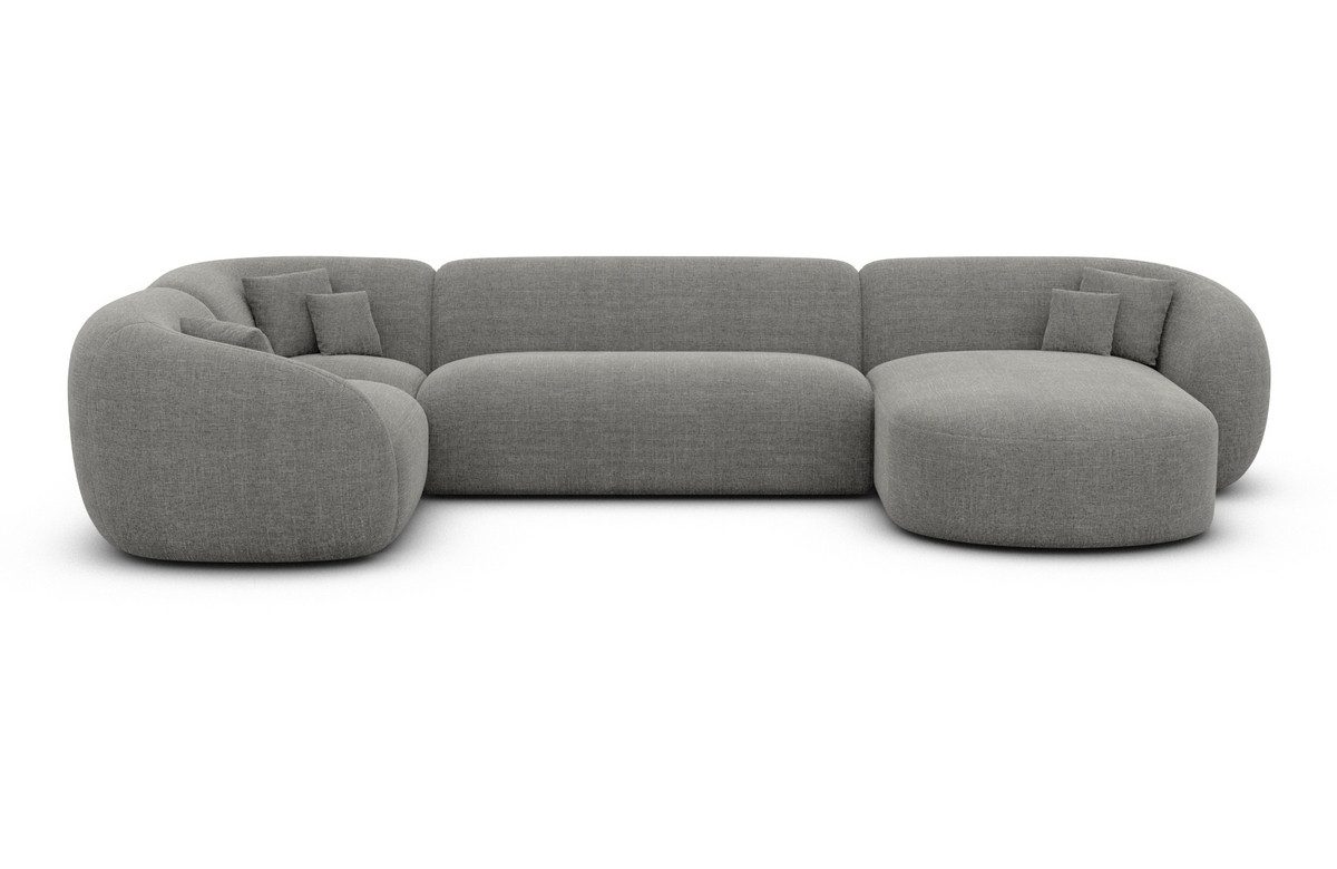 Sofa Dreams Wohnlandschaft Sorelia U Form Design Polsterecke, Loungesofa, 6-Sitzer, Strukturstoff Bezug Dunkelgrau, Ottomane rechts