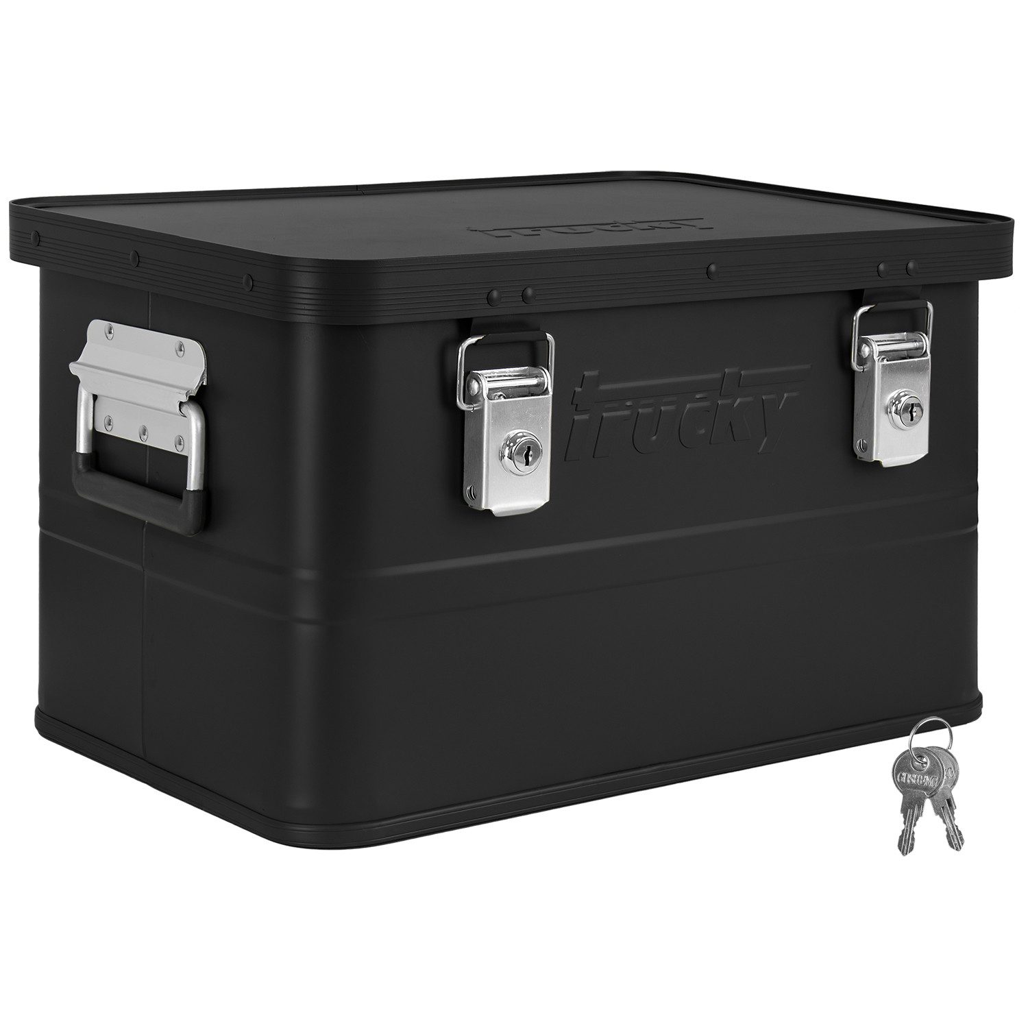 Trucky Allzweckkiste Aluminium Box mit Deckel Schwarz Alukiste 30 Liter Abschließbar