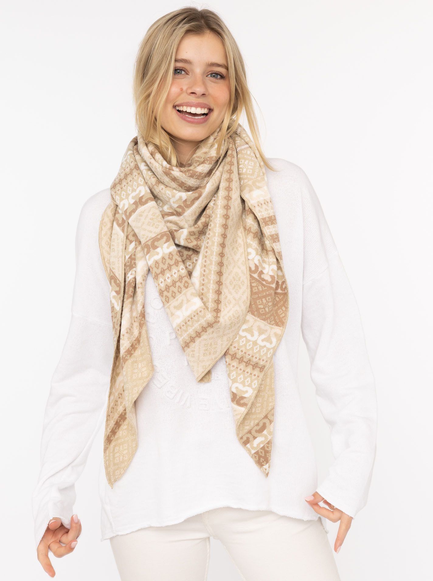 Zwillingsherz Dreieckstuch "Maralda", farbenfrohes Muster, wärmend, Strick günstig online kaufen