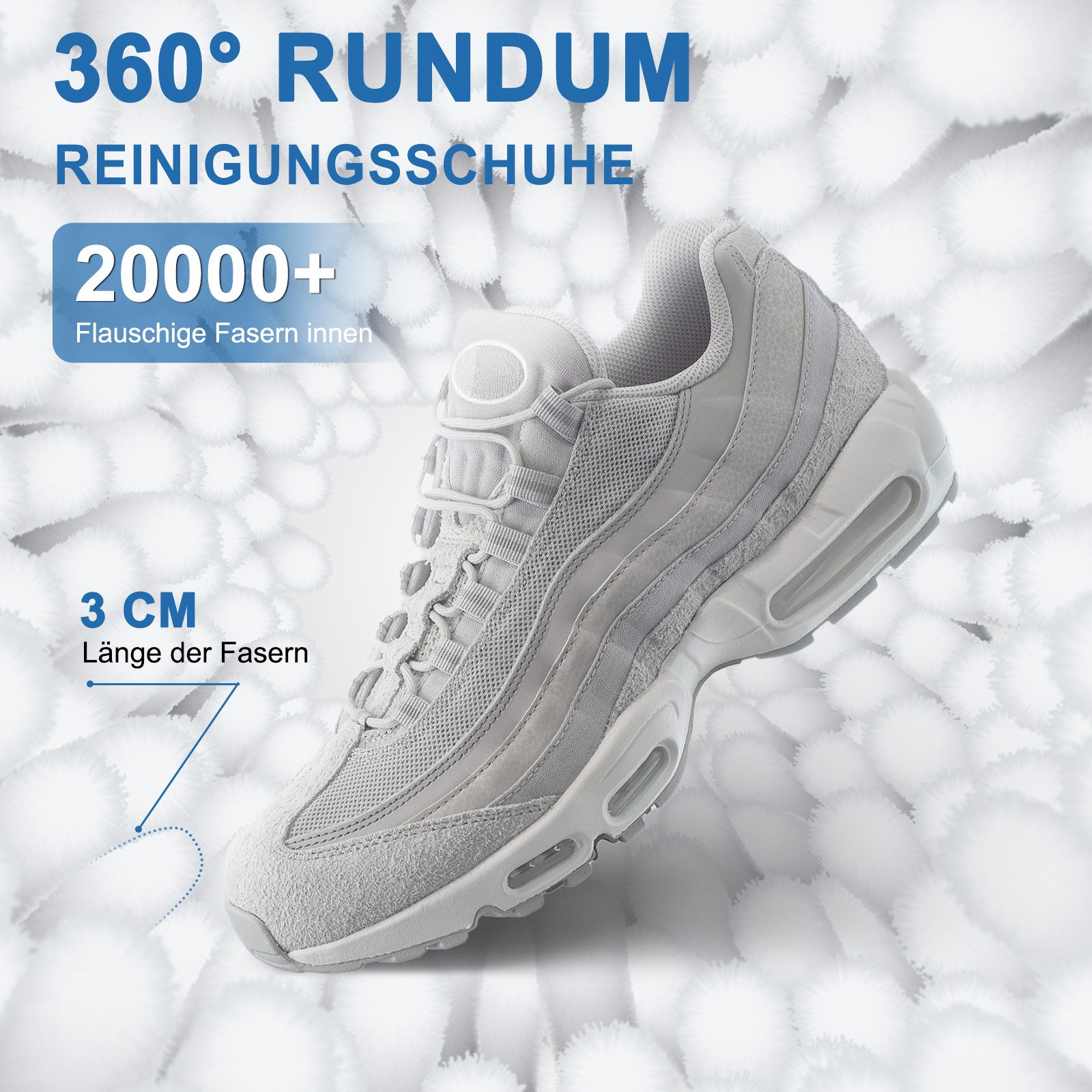 Elegear Wäschenetz Schuhwaschbeutel Waschmaschine, Weiß/Grau/Blau, Schuhe Wäschesack,(1-St), Schuhbeute Schuhwaschbeutelmit Reißverschluss (360° Rundum-Reinigung)