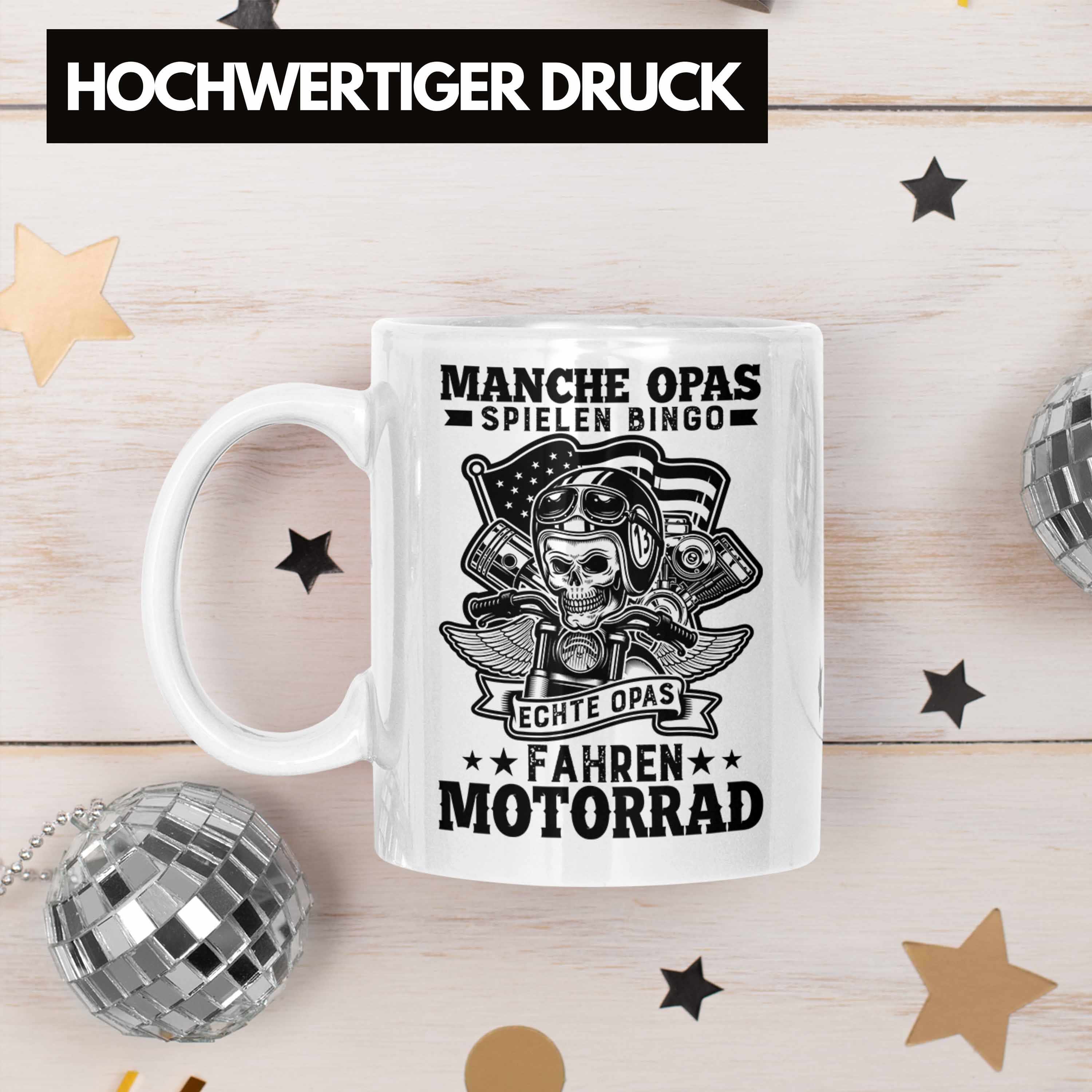 Opa Opa Geschenkidee Geburtstag Vatertag Tasse Trendation - Trendation Tasse Geschenk Motorrad Geschenkideee Weiss Motorradfahrer