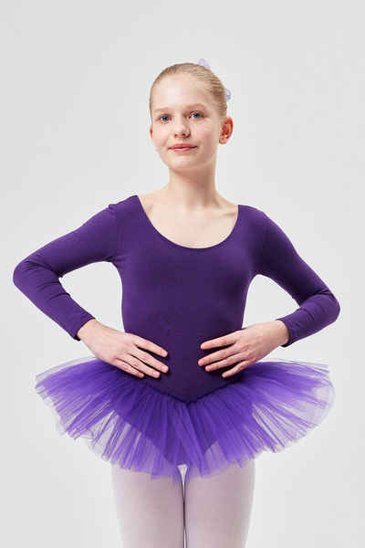 tanzmuster Tüllkleid Ballett Tutu Alea mit langem Arm Ballettkleid mit Tüllrock für Mädchen