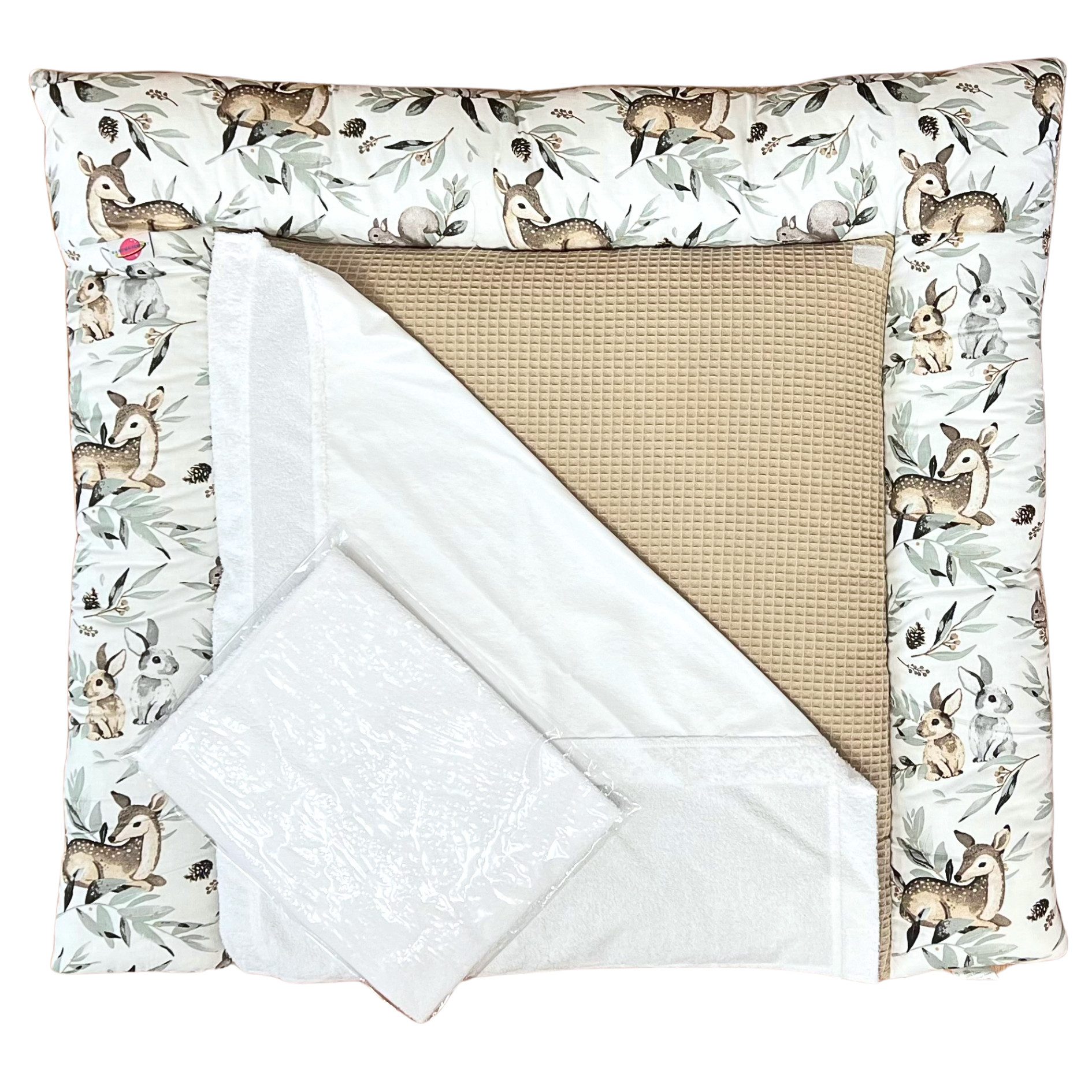 Wickelauflage Stoff Wickelauflage Reh Super Soft 70x75 cm, Doppelbezug