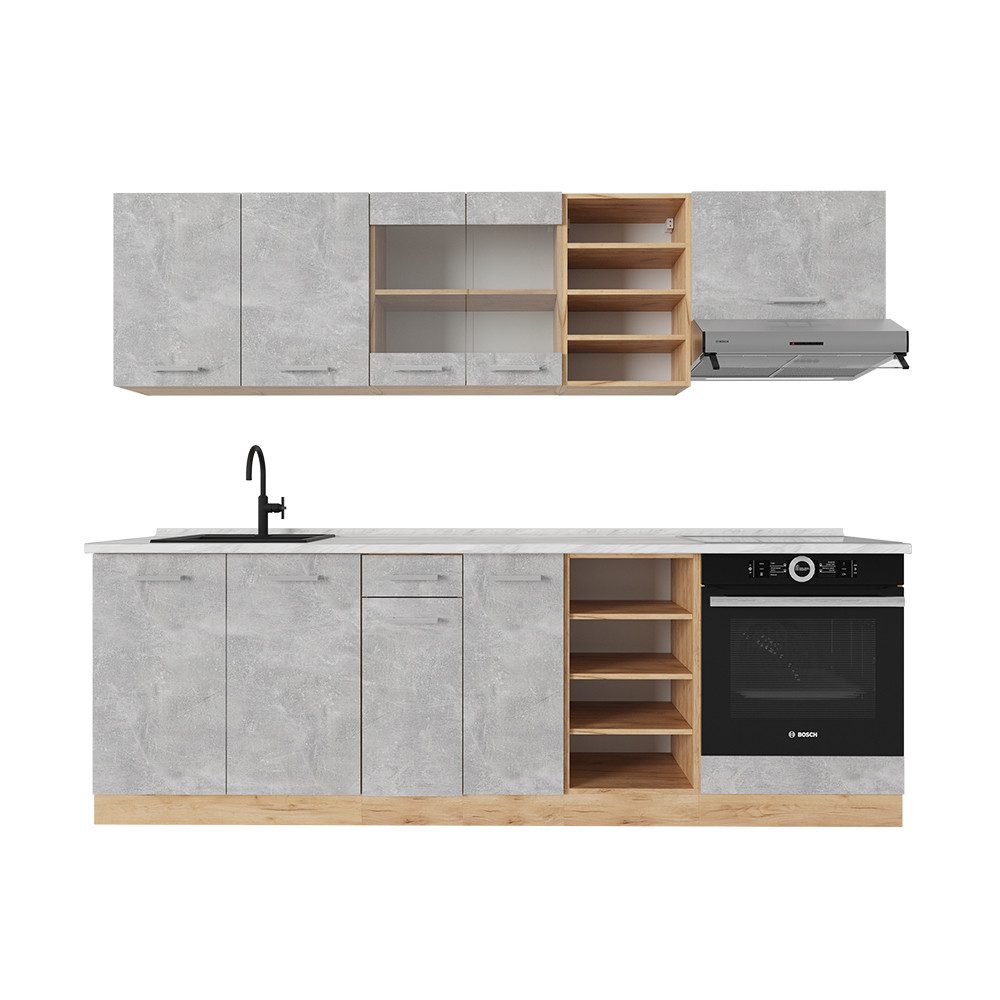 Vicco Küchenzeile R-Line, Beton/Goldkraft Eiche, 240 günstig online kaufen