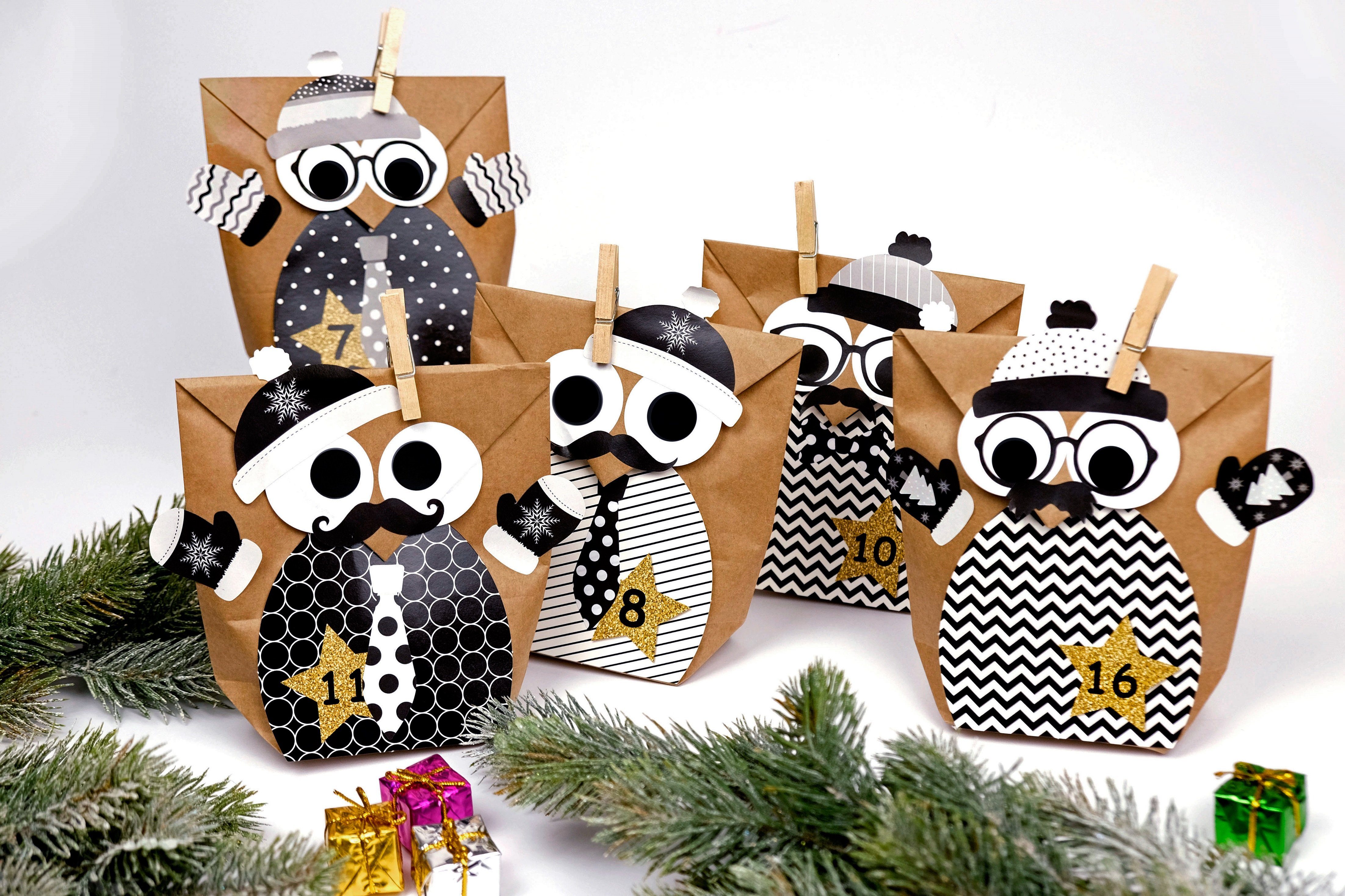 PAPIERDRACHEN Adventskalender DIY Adventskalender - Weihnachtseulen - (24-tlg)