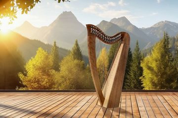 Classic Cantabile Konzertgitarre Keltische Harfe Set mit 19 Saiten, Metro-Tuner, Harfenschule, Notenständer, Tasche & 2 Stimmschlüssel, Celtic Harp aus Walnussholz- Es-Dur gestimmt