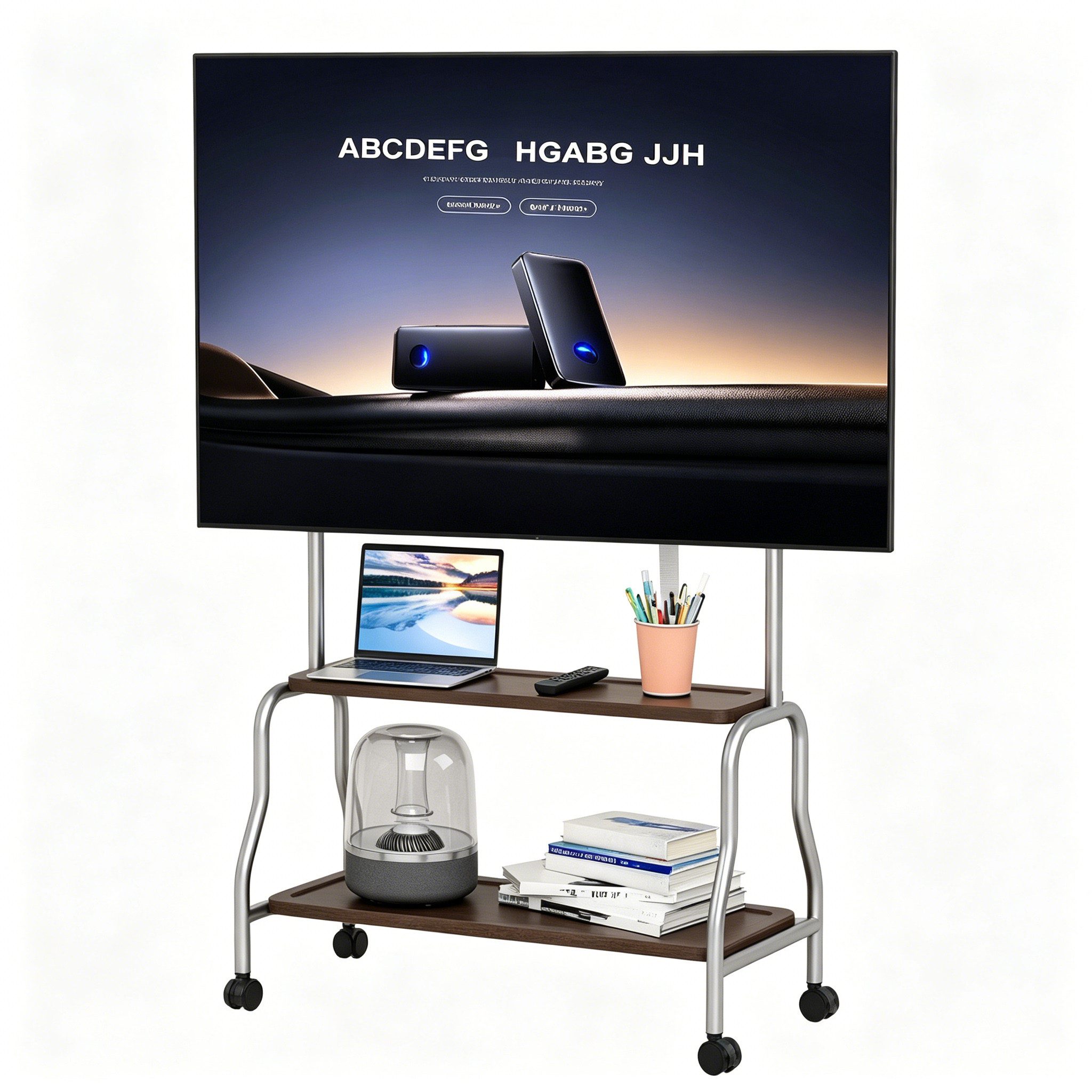 Rutaqian TV-Ständer Mobiler TV Ständer 32–75 Zoll, TV Rollwagen mit Rollen & Ablage, (bis 75 Zoll, Mobiler TV-Ständer – Geeignet für Wohnzimmer, Büros und Konferenzräume)