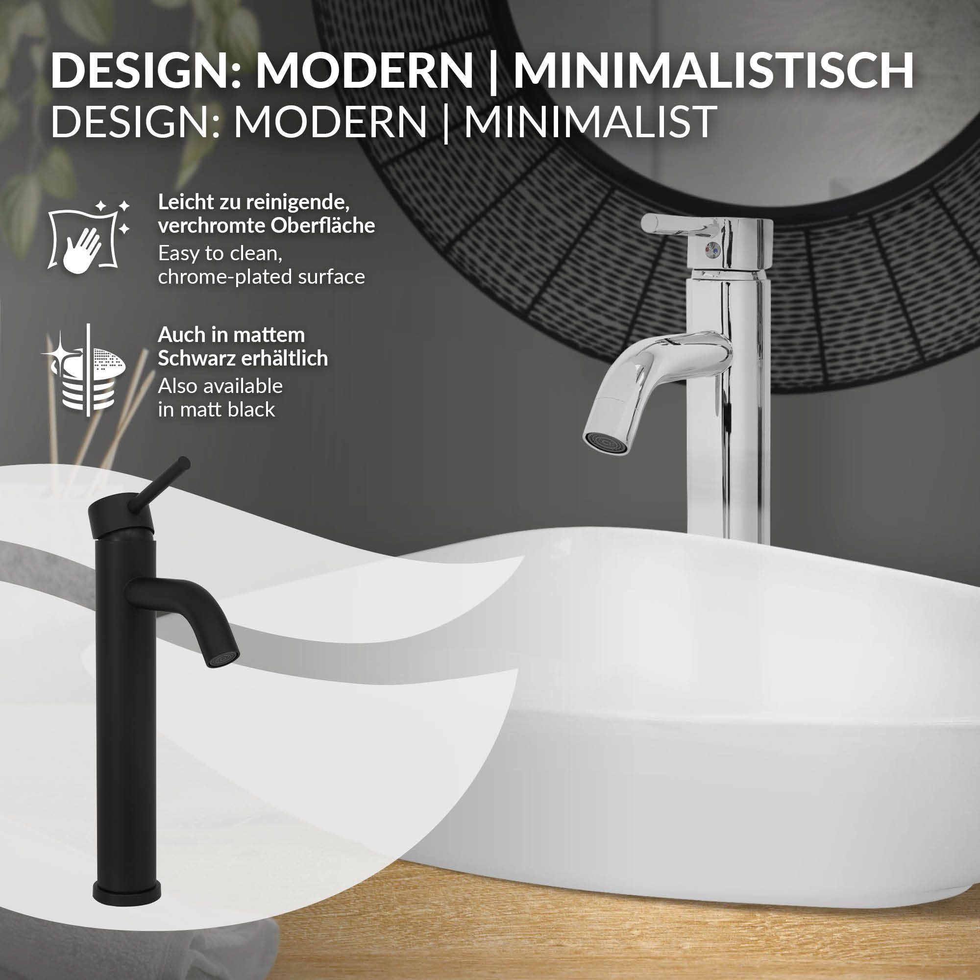 LuxeBath Waschtischarmatur Waschtischarmatur Messing mm Chrom aus Badezimmer fürs 155x52x295