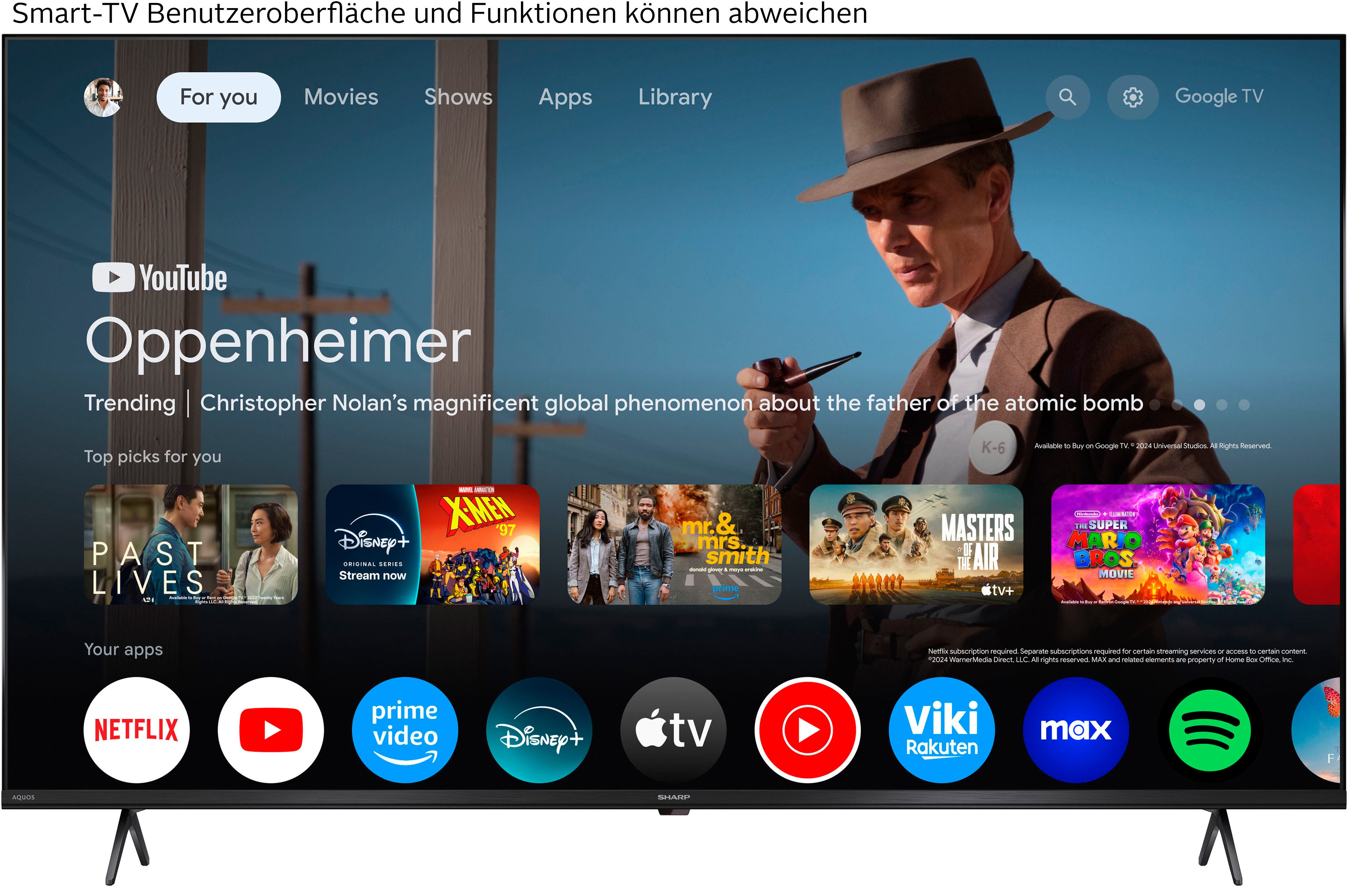 Sharp 4T-C50HPx QLED-Fernseher (126 cm/50 Zoll, 4K Ultra HD, Google TV, Smart-TV)