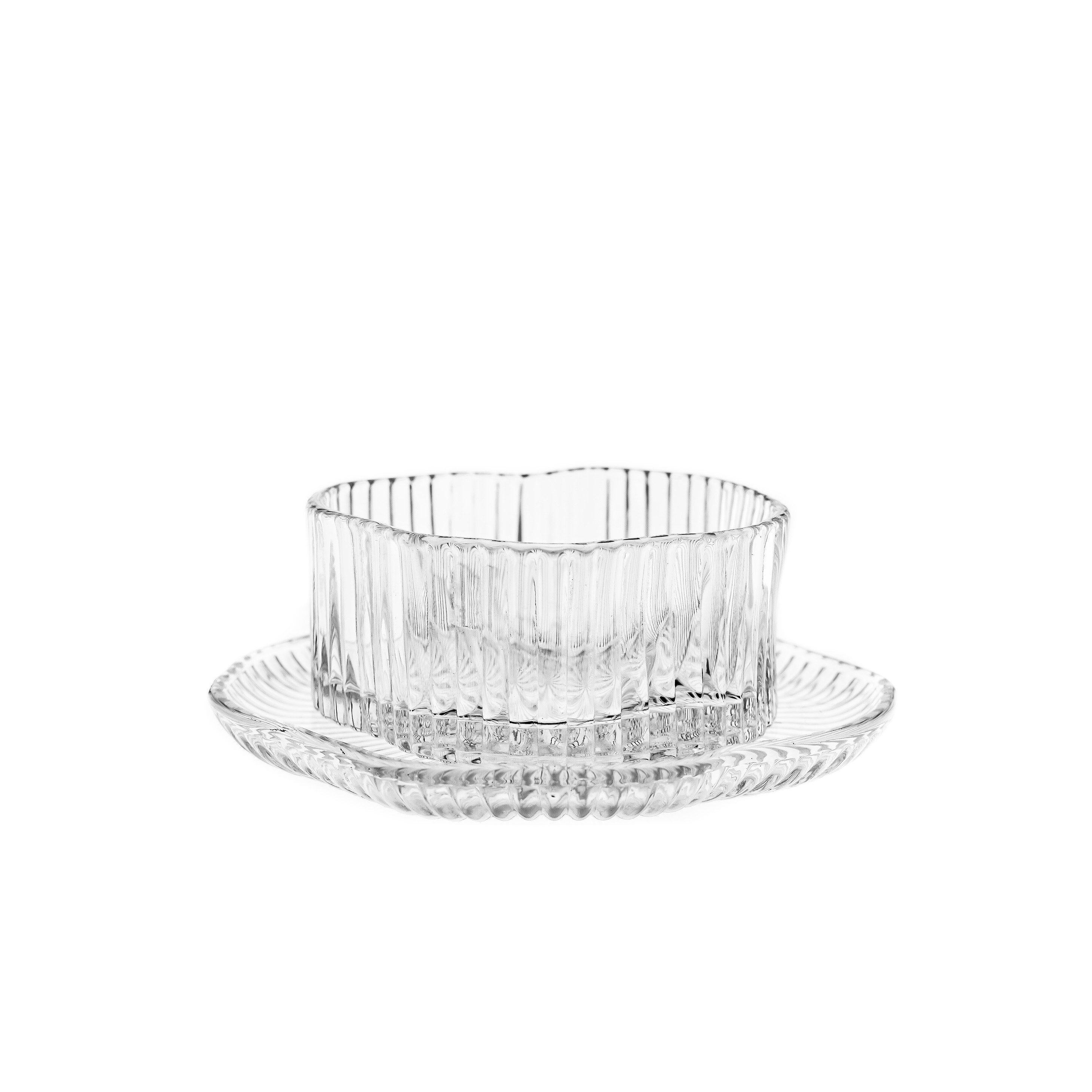 Almina Schale Terra Buccia Set Dessert- & Servierschalen mit Untersetzern - 12-tlg, Borosilikatglas, (Packung, 12-tlg), 6x Glasschalen, 6x Unterteller