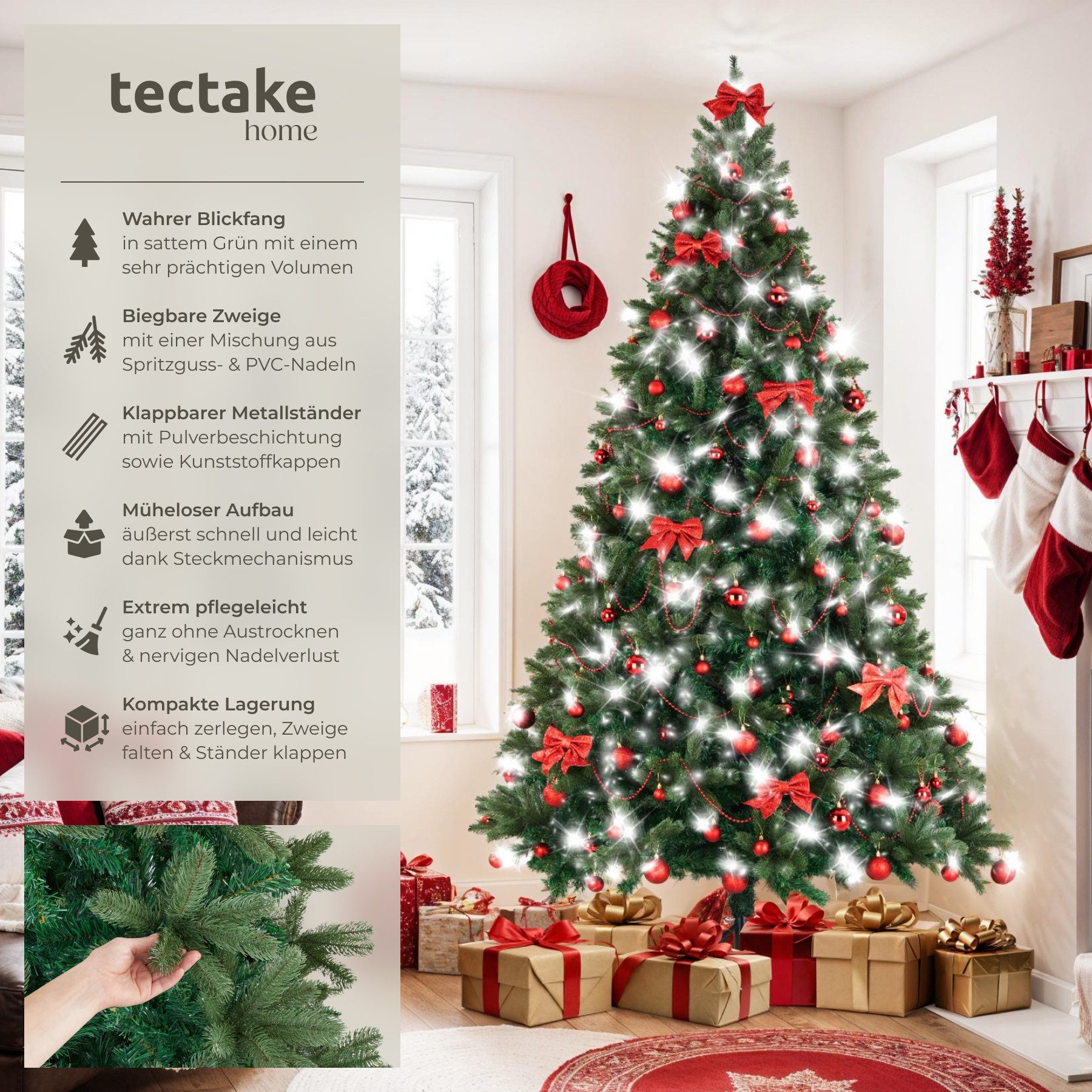 tectake Künstlicher Weihnachtsbaum Christbaum Künstlicher Tannenbaum 210 23 günstig online kaufen