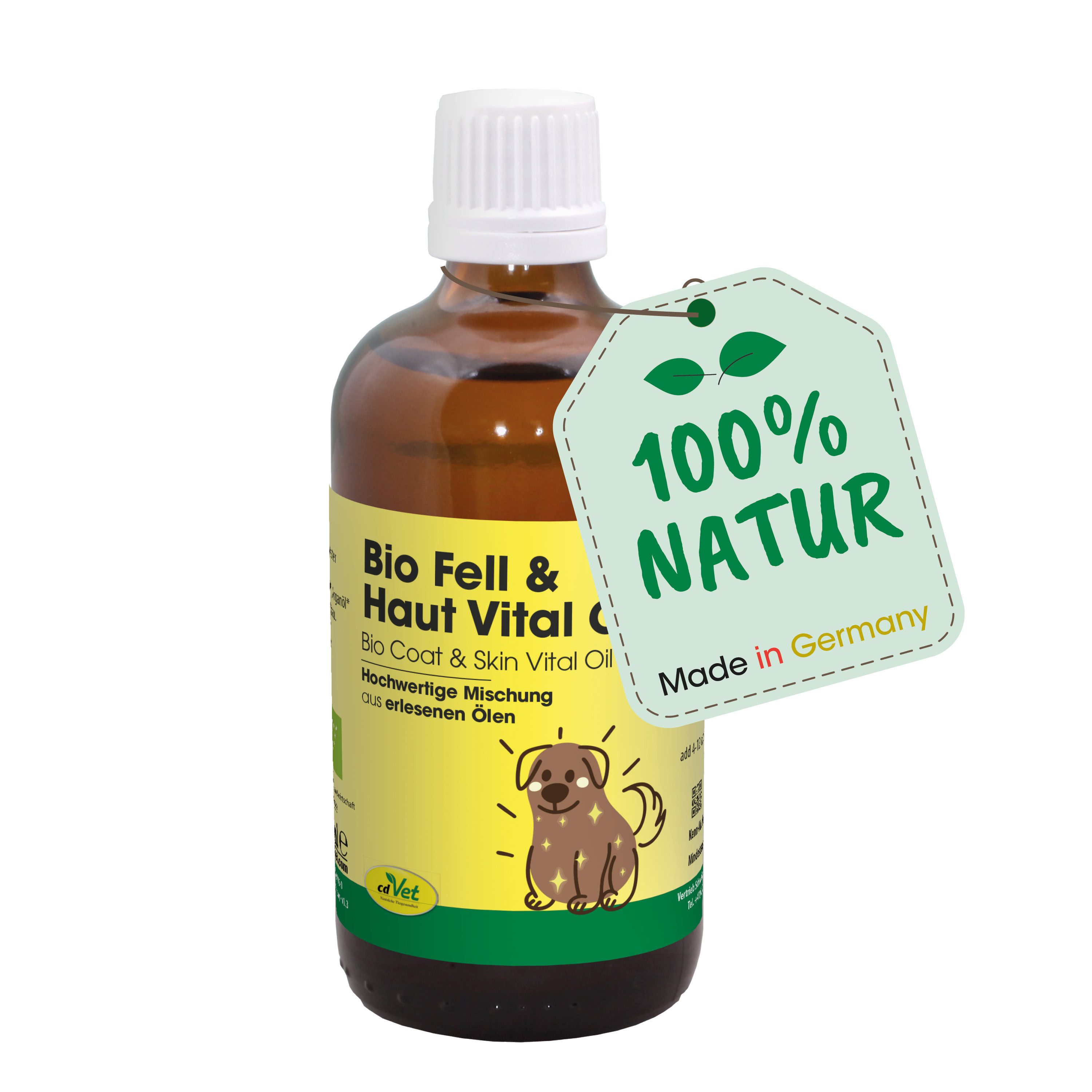 cdVet Bio Fell & Haut Vital, Ergänzungsfutter für: Hunde, natürlicher Futterzusatz, essentielle Fettsäuren für Fell & Haut