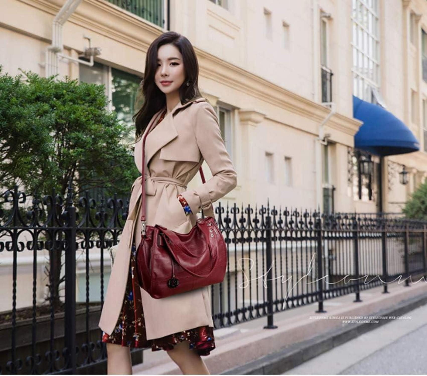 LuxusKollektion Hobo Damen Hobo Schultertasche Weinrot günstig online kaufen