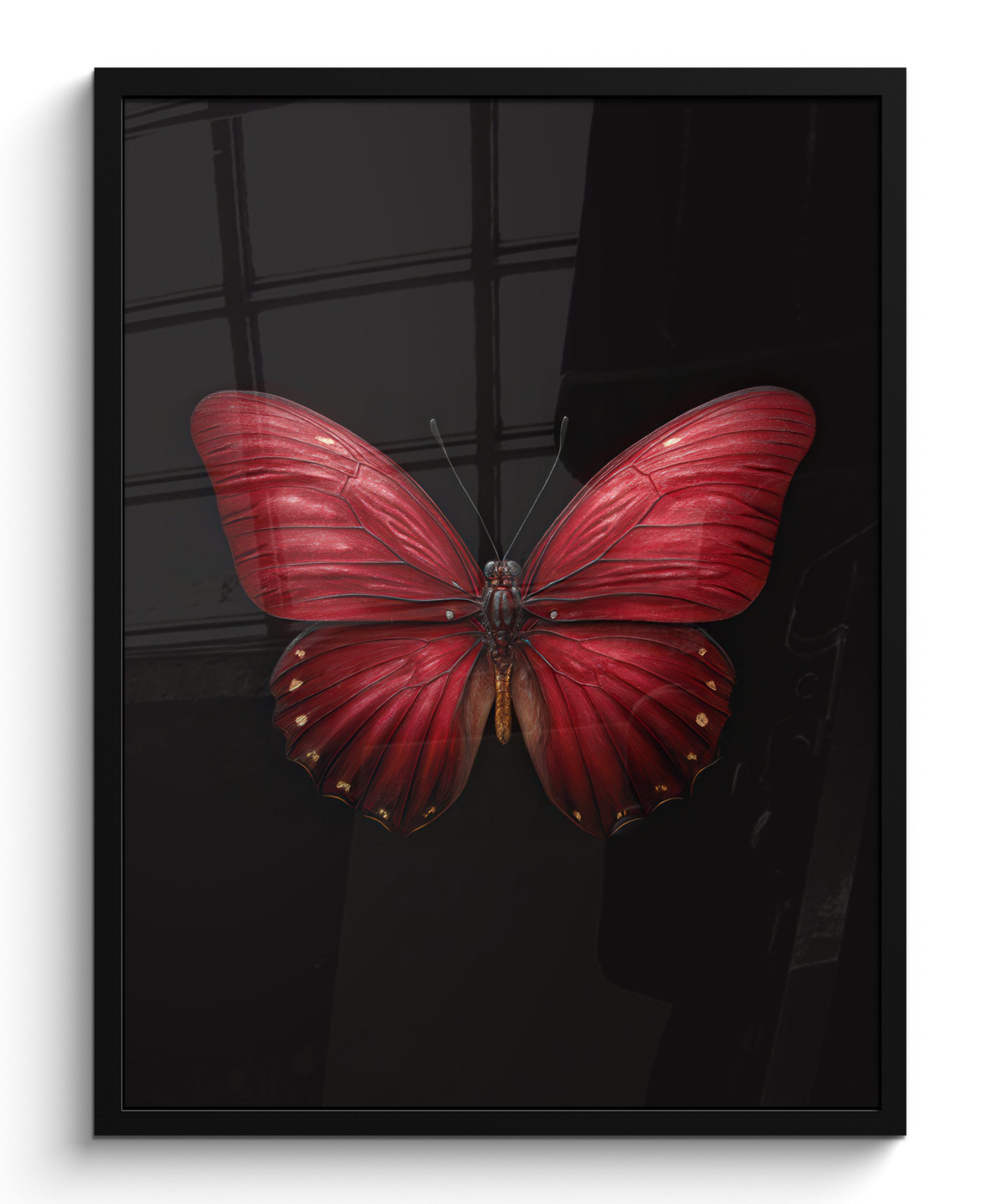 Poster Schmetterling - Rot - Minimalistisch