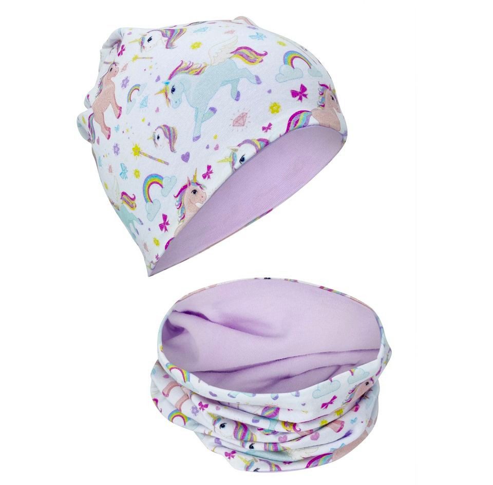 HECKBO Mütze & Schal Kinder Mütze & Loop-Schal Set Einhorn