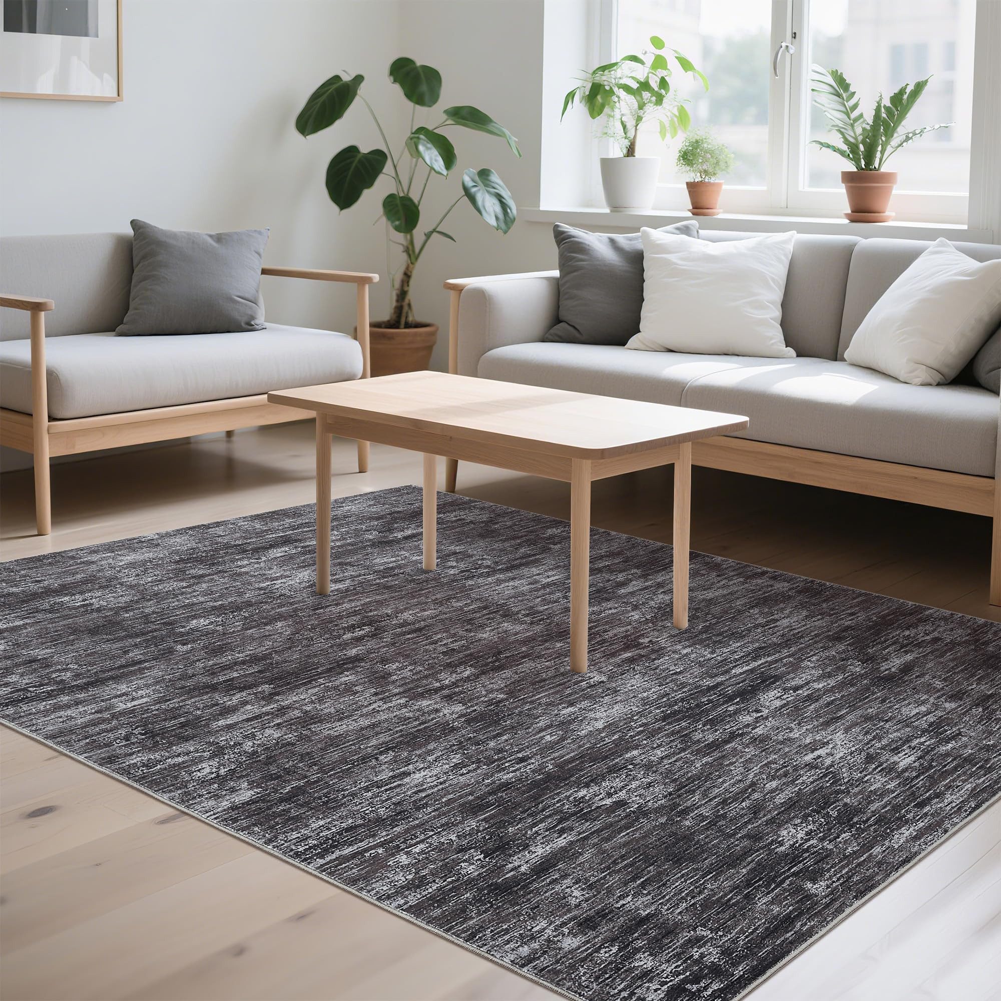 GarveeMore Teppich mit Struktur-Optik für Wohnzimmer & Schlafzimmer & Flur, faltbar, rechteckig, Höhe: 6 mm, maschinenwaschbar, TPR-Rückseite – Bild 3 von 5