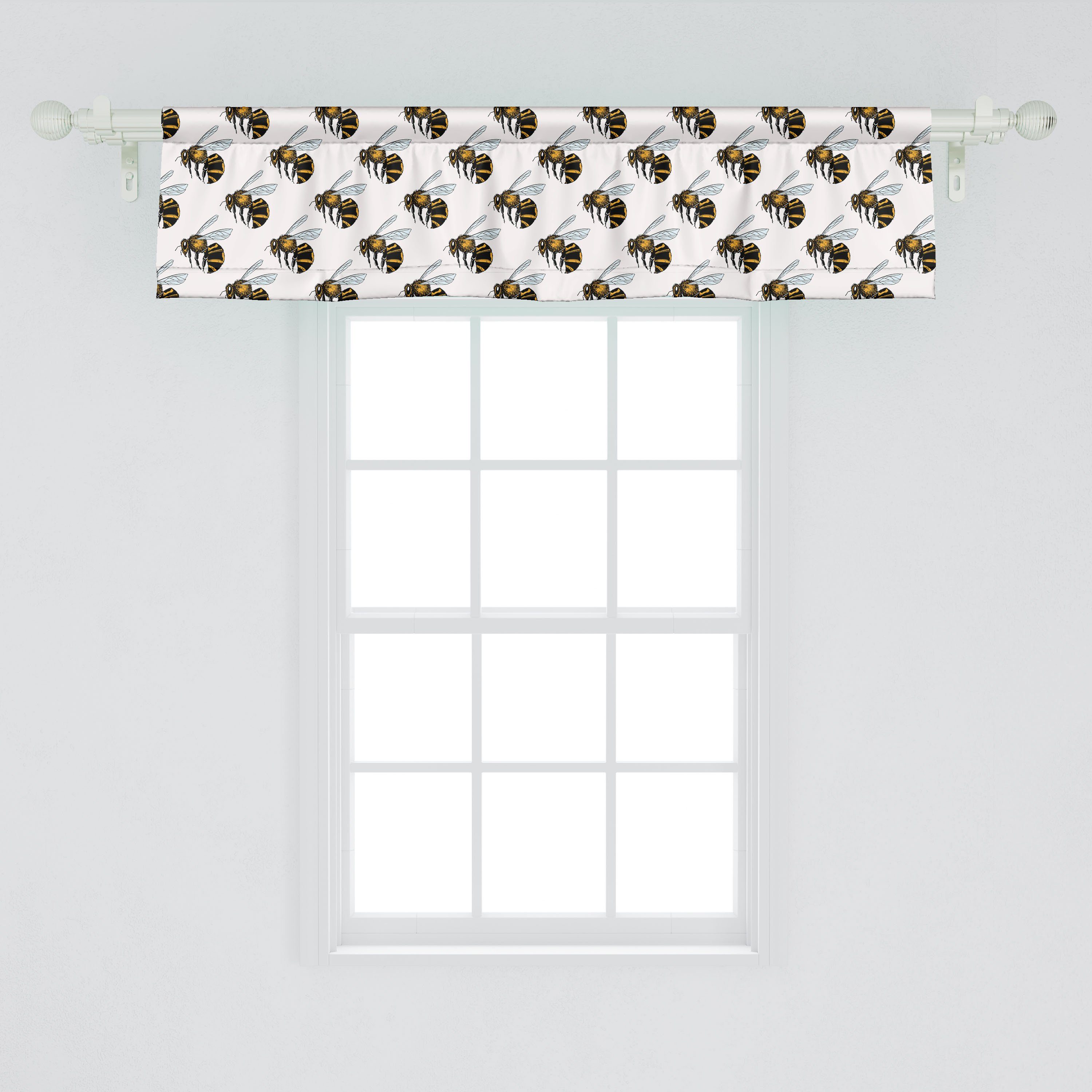 Vorhang Scheibengardine Dekor Stangentasche, Volant mit Buzzing Detaillierte Küche Abakuhaus, Schlafzimmer Bee für Microfaser, Entomologie