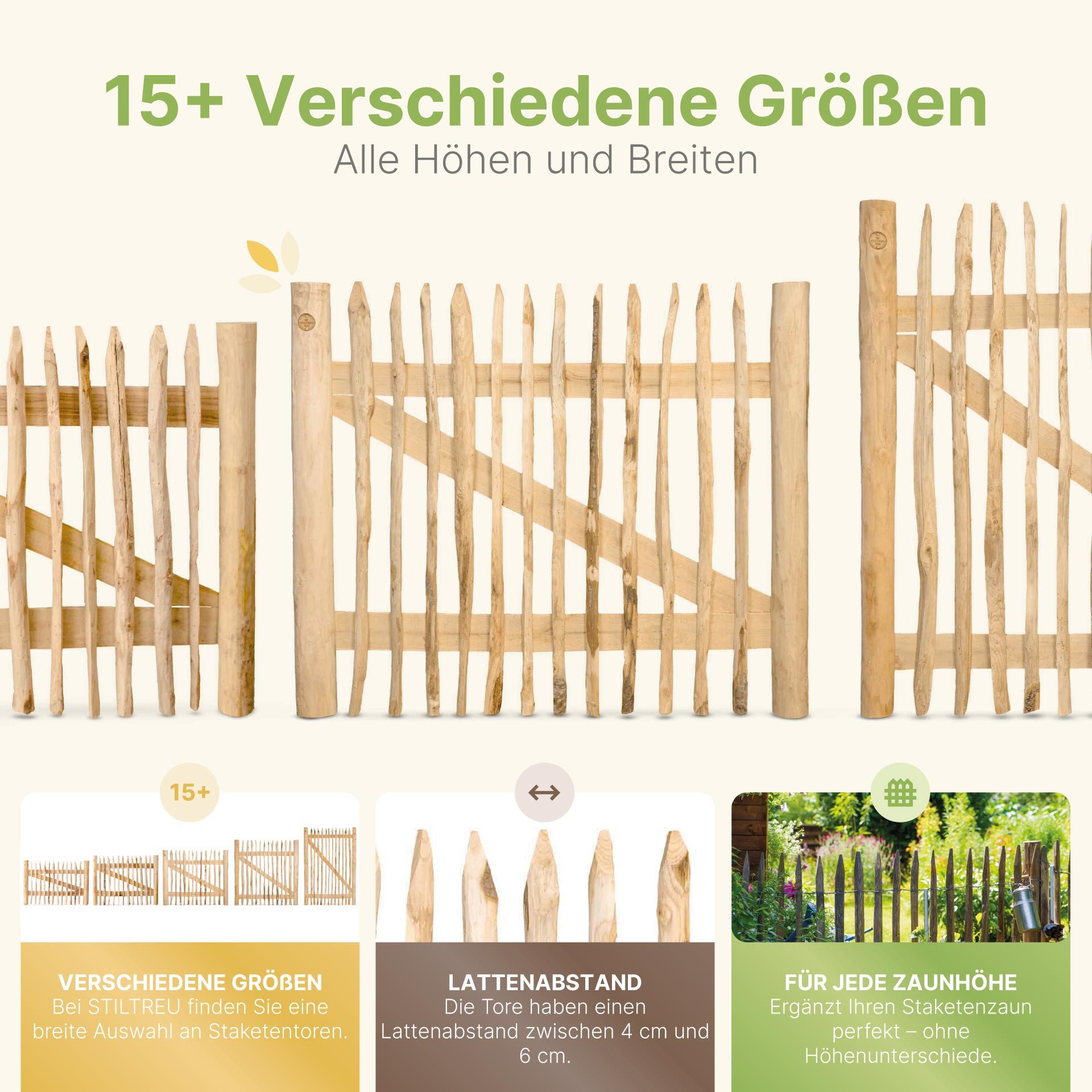 STILTREU Gartentor Staketenzaun-Tor aus Edelkastanie (Breite 75 cm x Höhe 8 günstig online kaufen