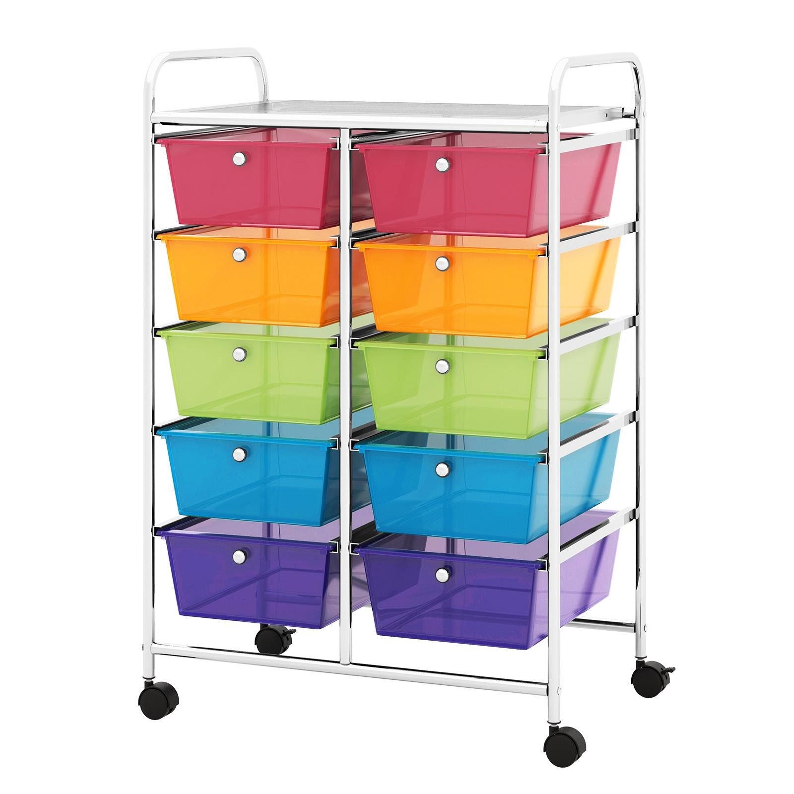KOMFOTTEU Schuhregal Rollcontainer, mit 10 Schubladen stapelbar, 65,5 x 37 x 87 cm