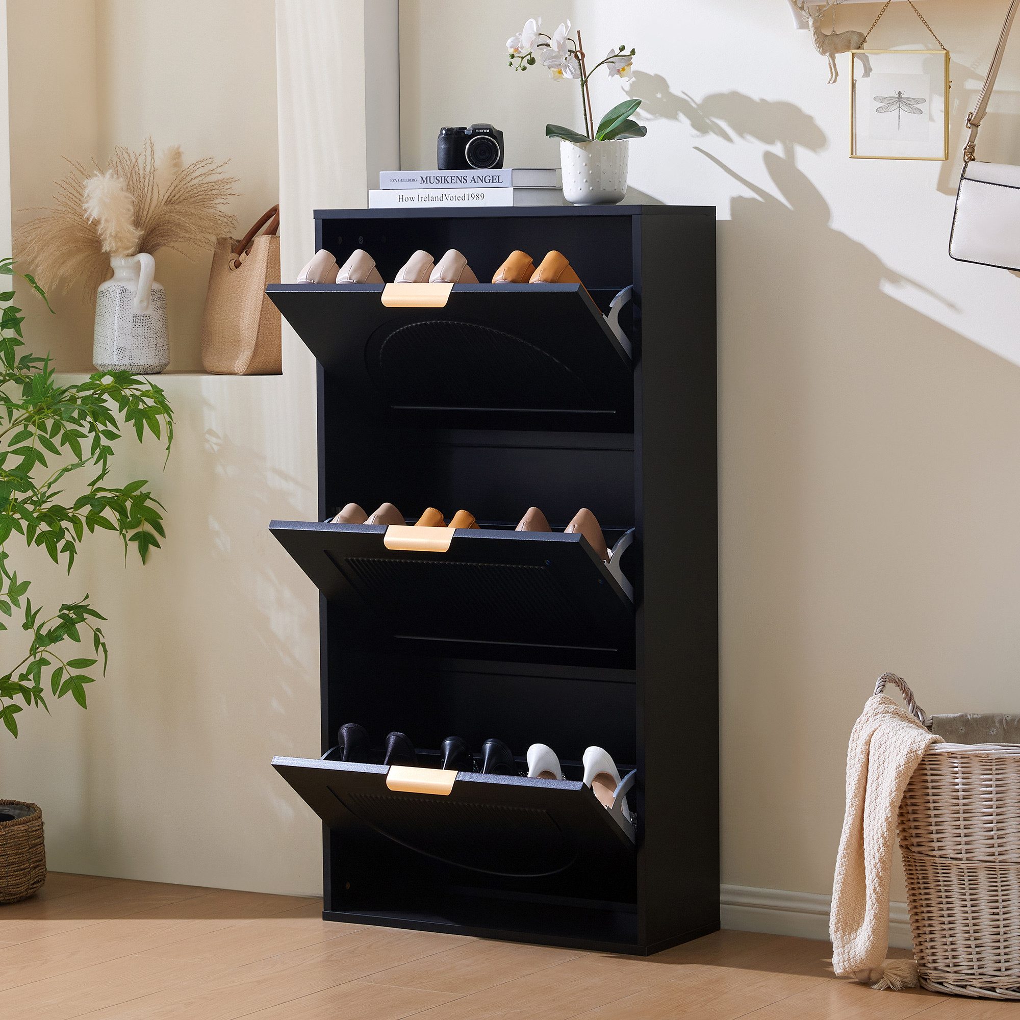 OKWISH Schuhregal Moderne Schuhkommode,Holzschuhschrank,mit Kippsicherung, günstig online kaufen