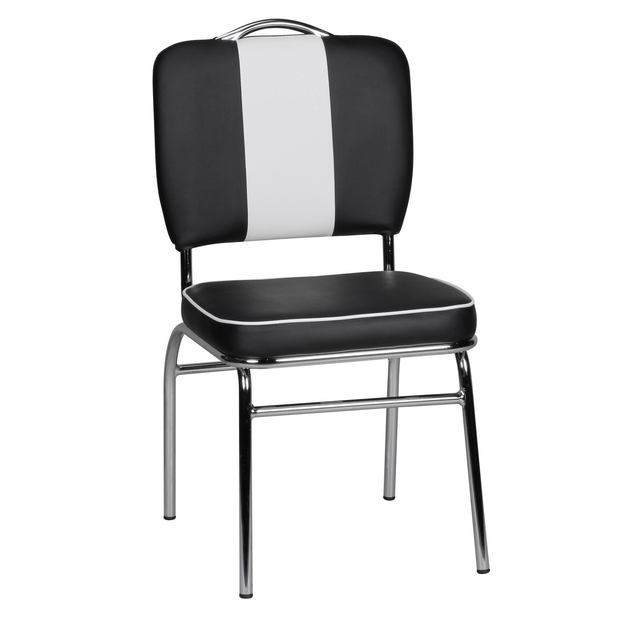 KADIMA DESIGN Esszimmerstuhl Retro Küchenstuhl - Bequemes Sitzen im 50er-Jahre Stil Schwarz | Schwarz, Weiß
