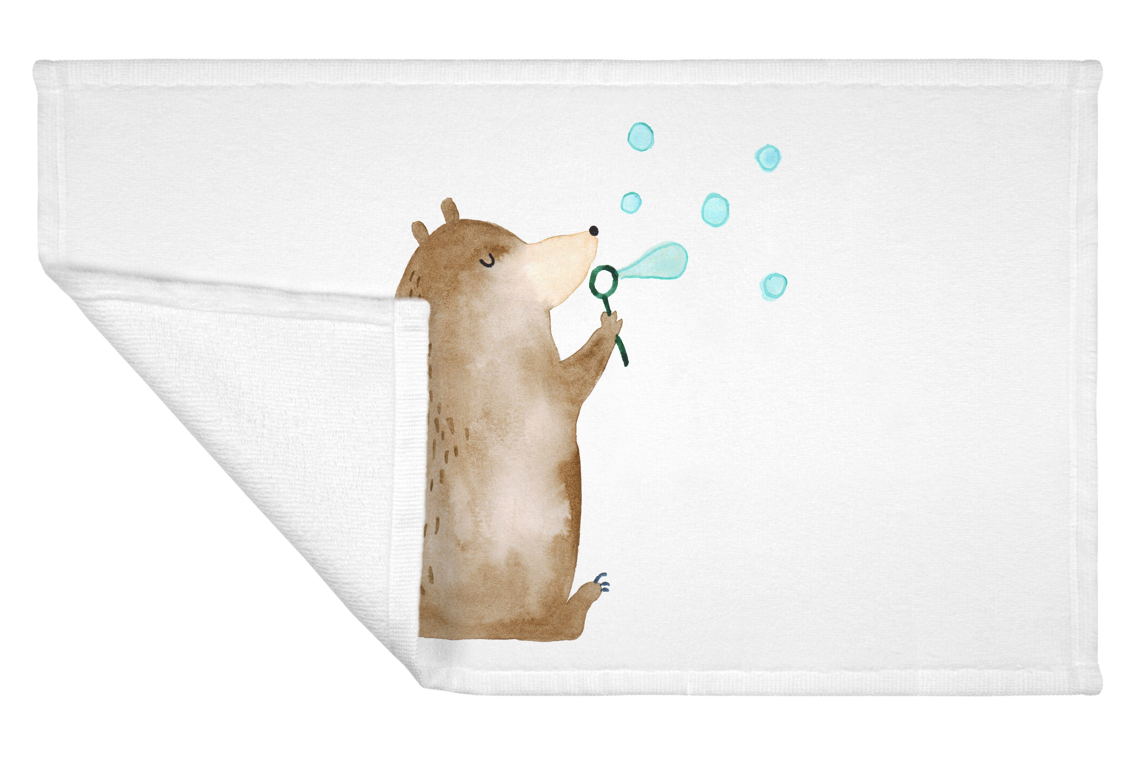 (1-St) Bär Panda Bä, Seifenblasen - Weiß Mr. Teddy, & Handtuch Geschenk, Seifenblasen Gästetuch, Mrs. -