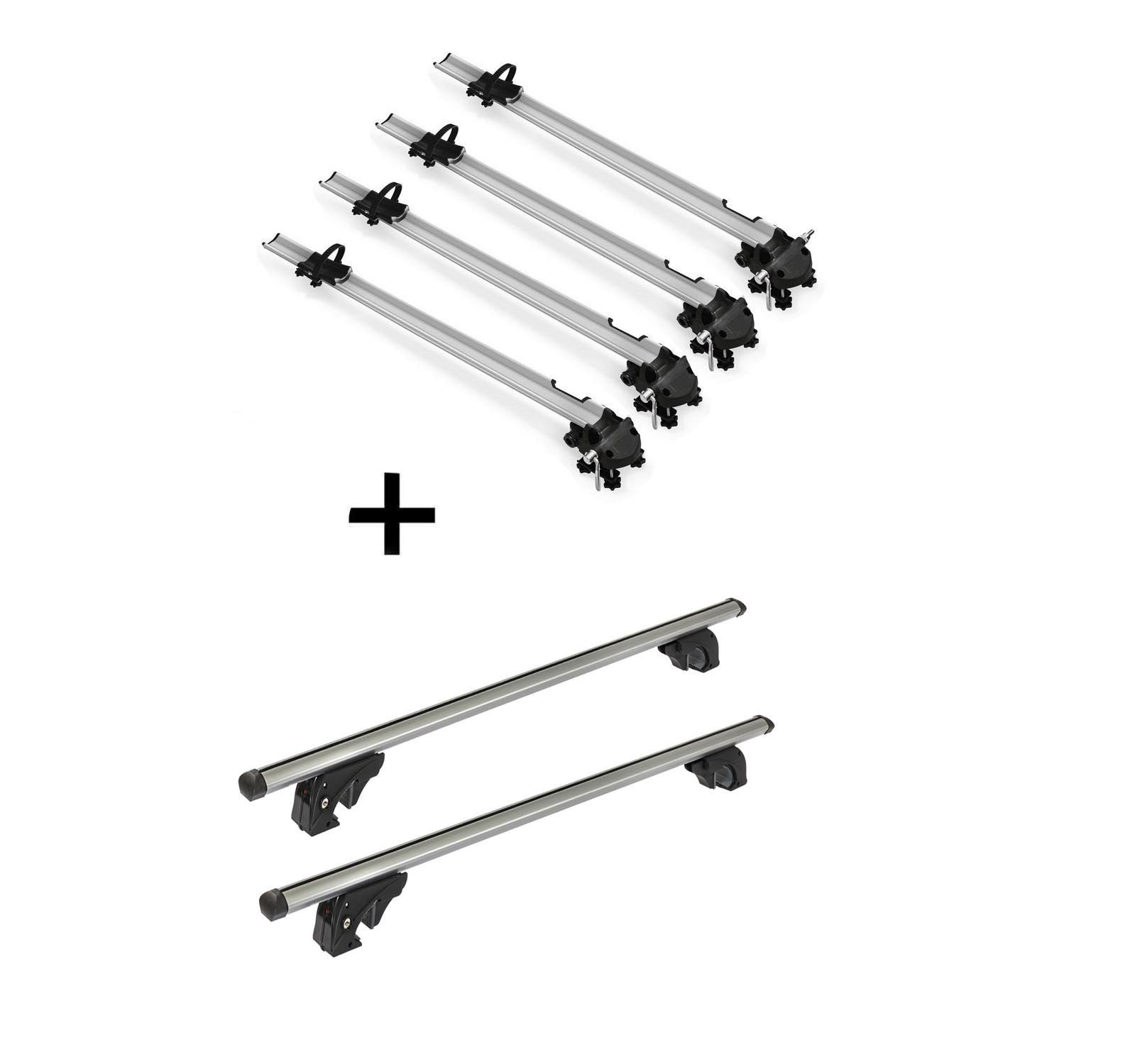 VDP Dachträger, 4x Fahrradträger Bike Pro + Dachträger/Relingträger VDP LION2 kompatibel mit Jeep Renegade (BU) (5 Türer) ab 14