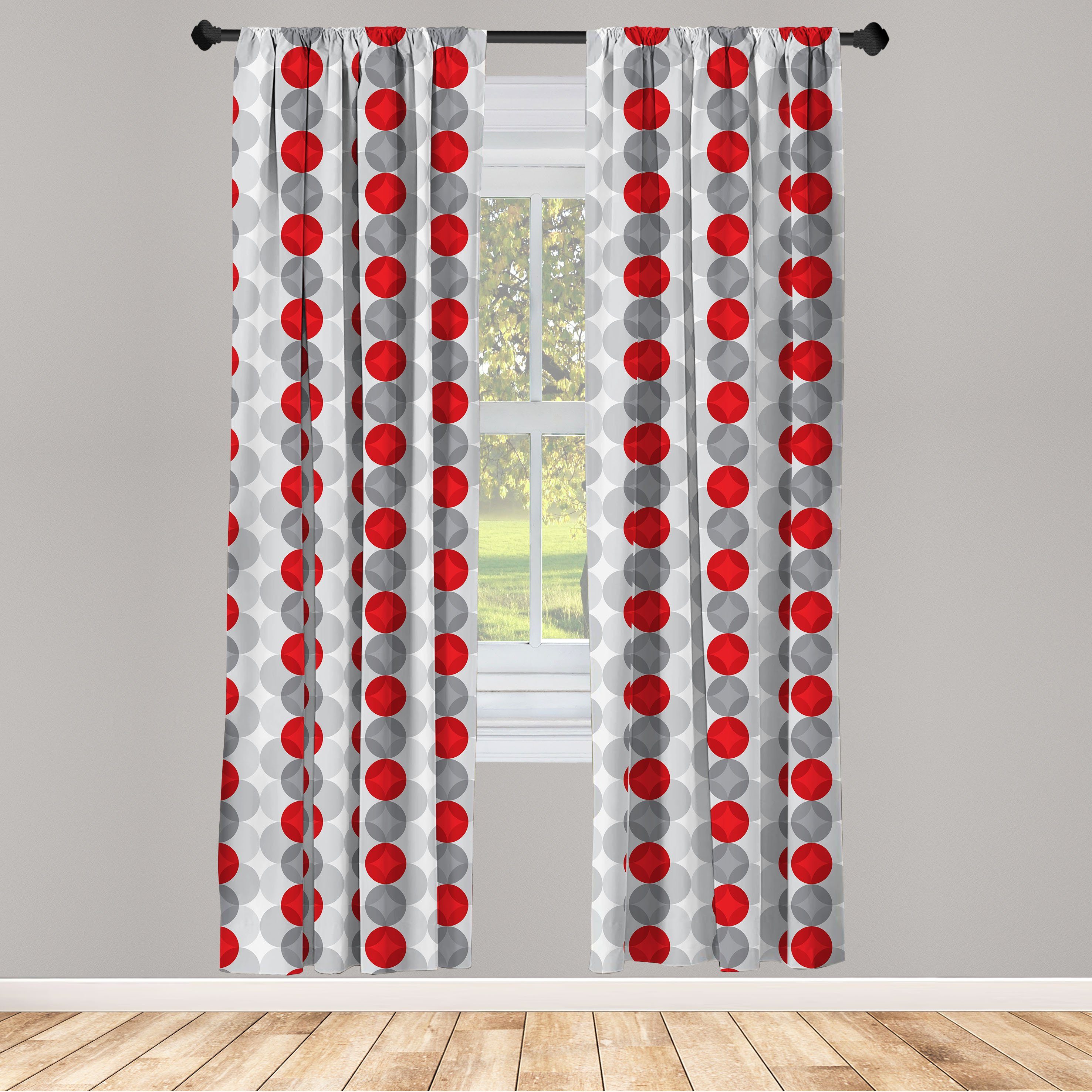 Gardine Vorhang für Wohnzimmer Schlafzimmer Dekor, Abakuhaus, Microfaser, Abstrakt Overlapping Retro Formen