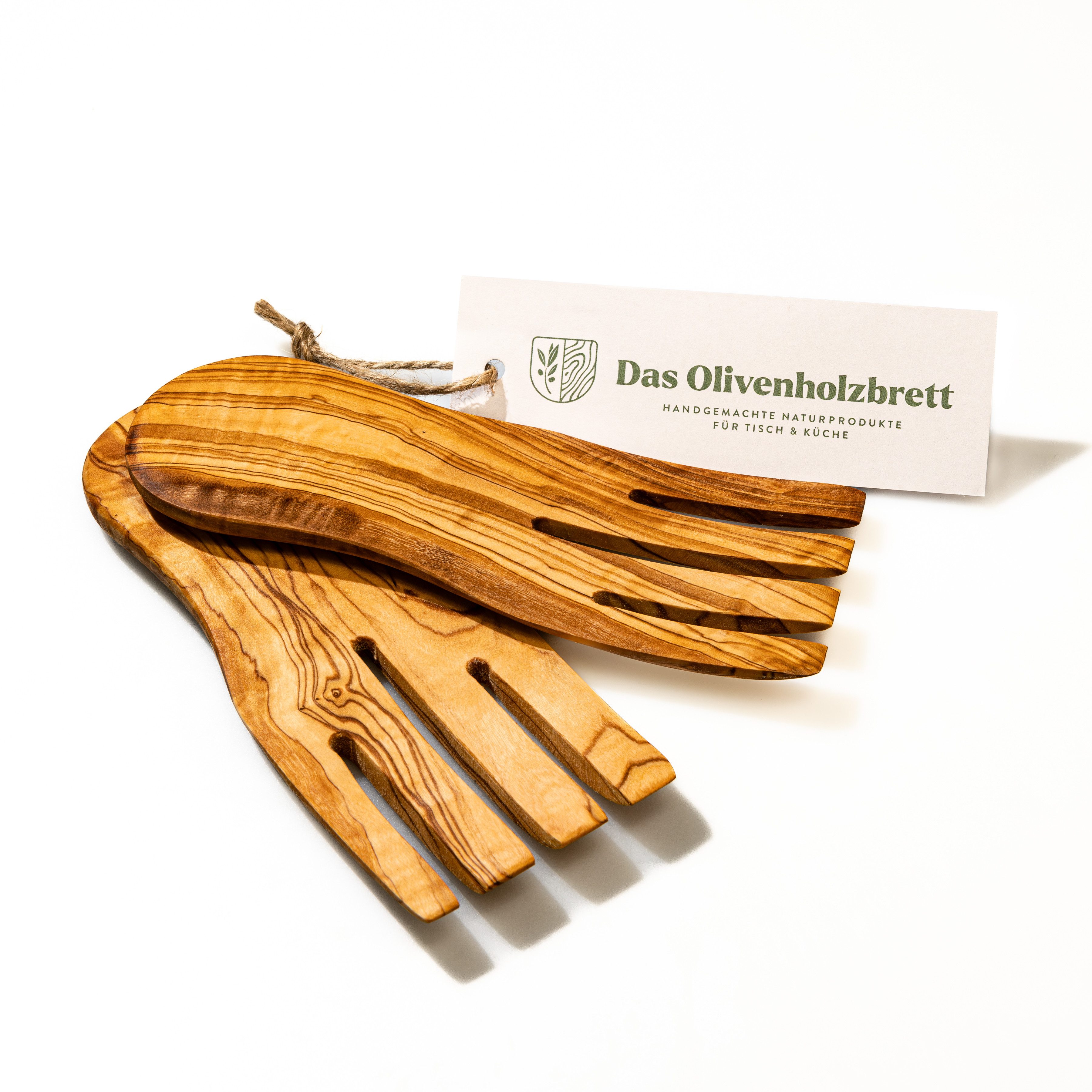 dasOlivenholzbrett Salatbesteck Salathände aus Olivenholz