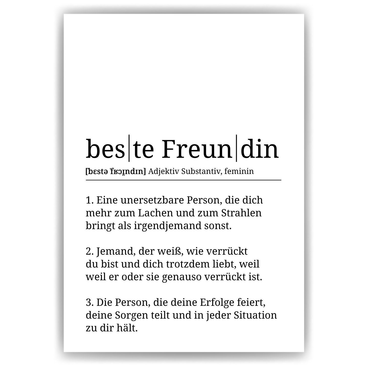 Tigerlino Poster beste Freundin Definition Besties Freundinnen Geschenk