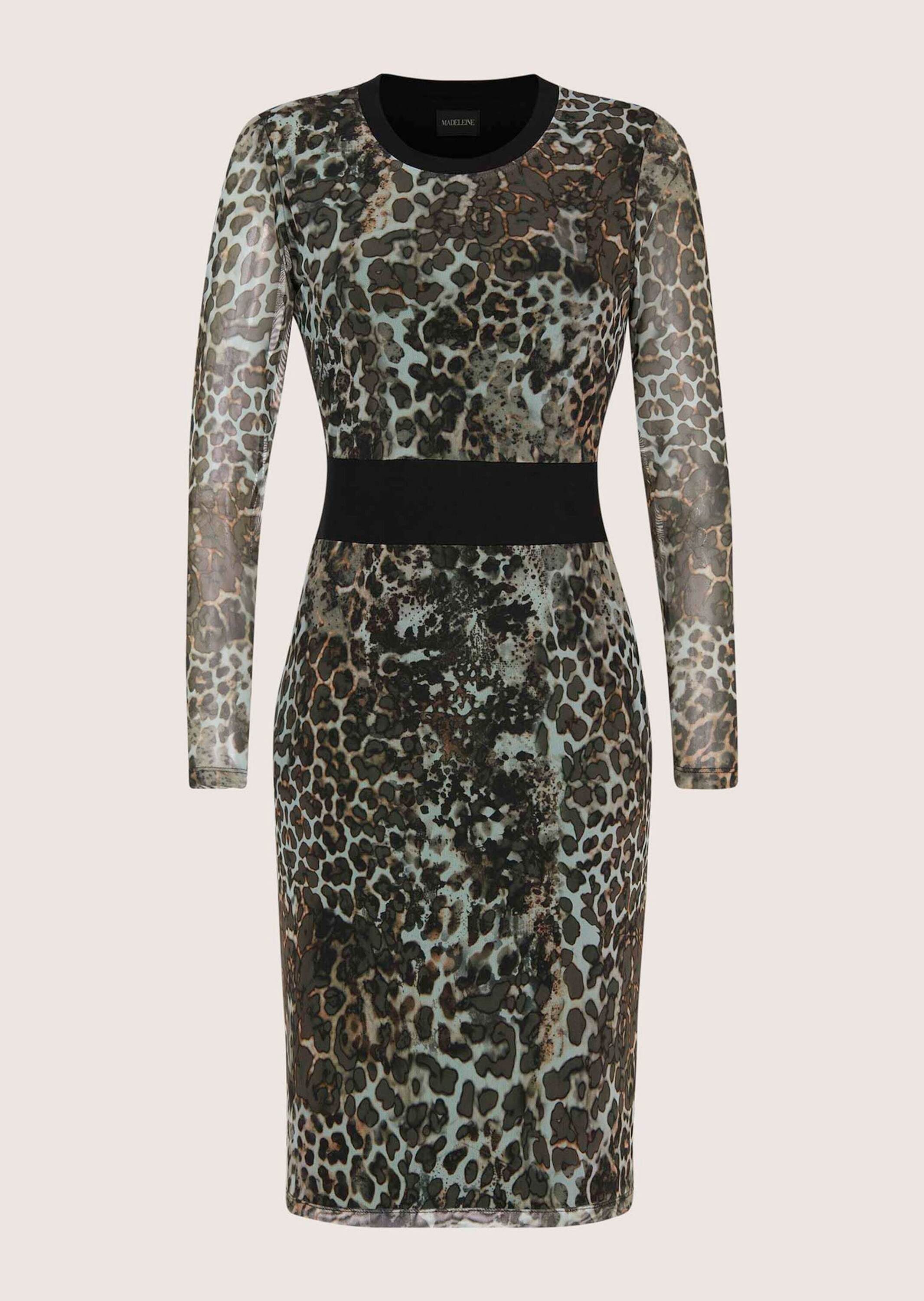Midikleid Elegantes Mesh-Kleid mit Animal-Print