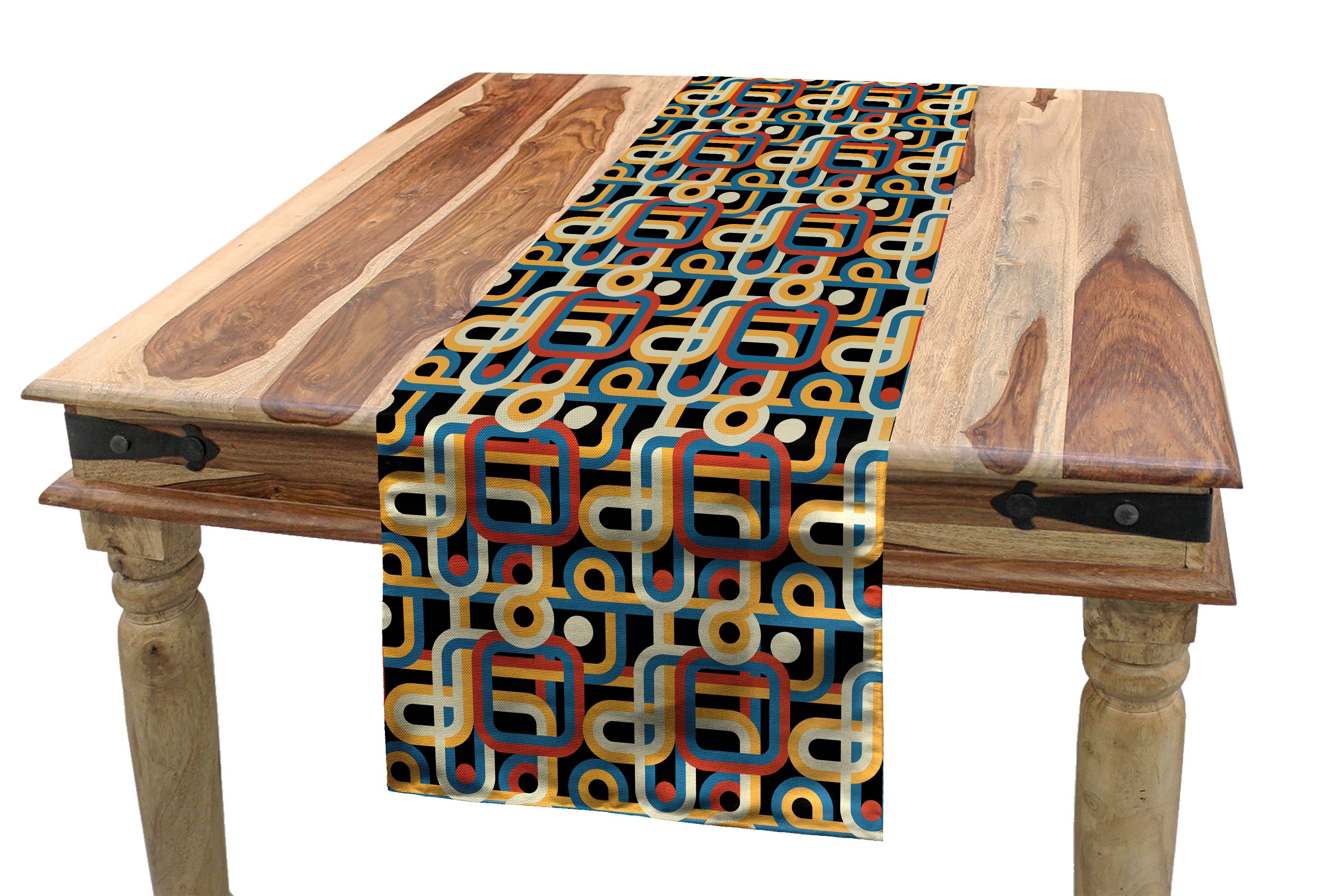 Abakuhaus Tischläufer Esszimmer Küche Rechteckiger Dekorativer Tischläufer, Retro Geometrische bunte Streifen