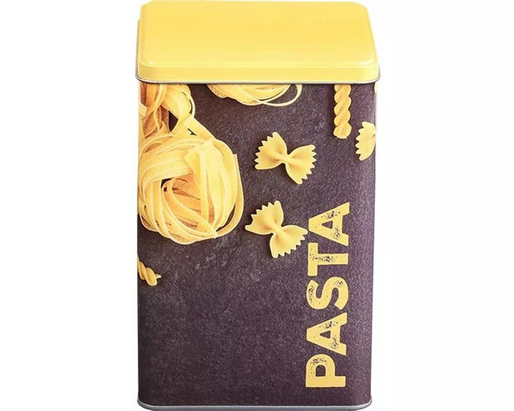 Kesper Kaffeedose Vorratsdose Pasta 2 Liter eckig Schwarz Gelb, Metall