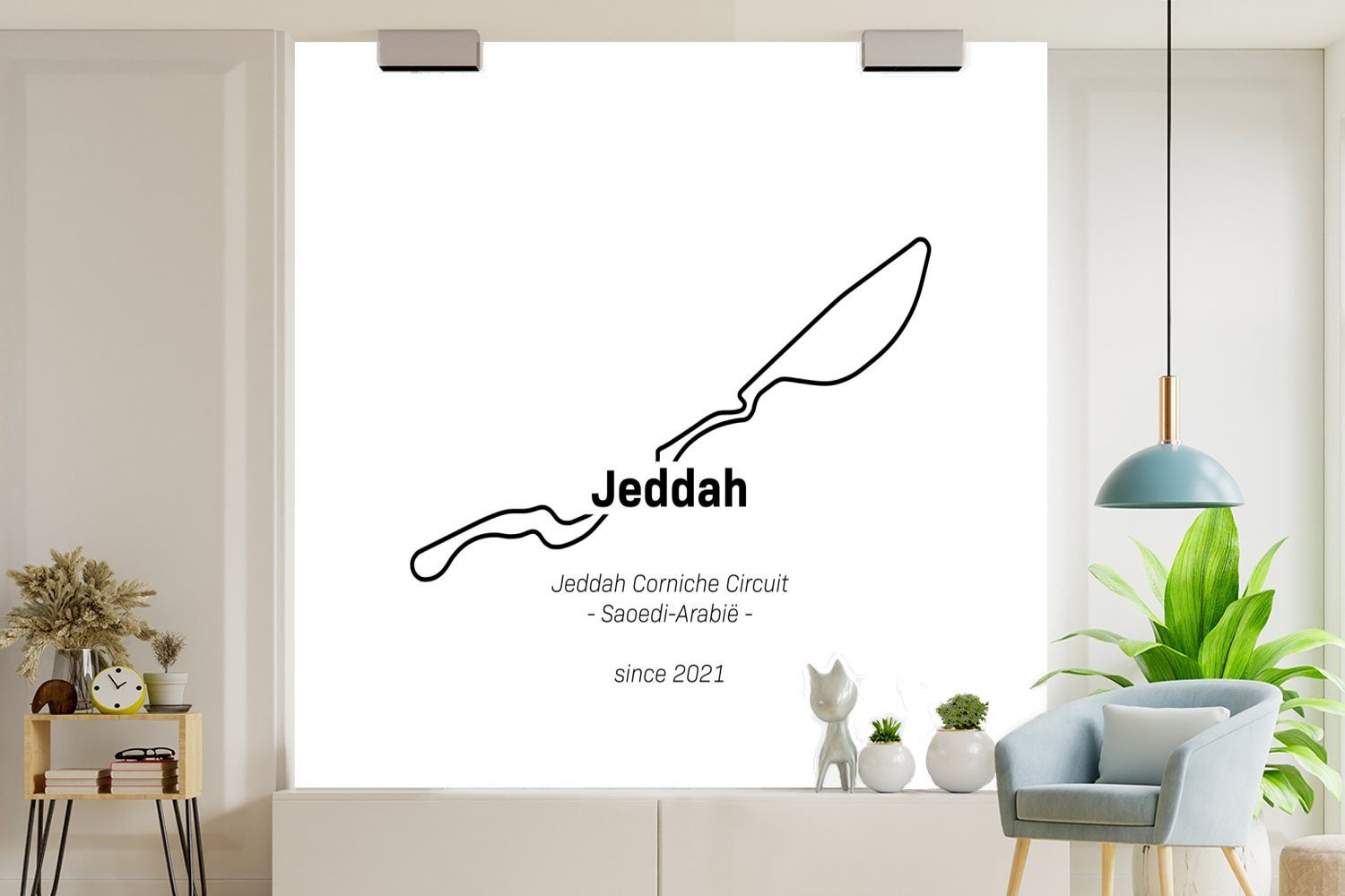 - Wandtapete Formel oder Vinyl Tapete (5 Jeddah Matt, für Schlafzimmer, Fototapete - St), bedruckt, Wohnzimmer Rennstrecke, 1 MuchoWow