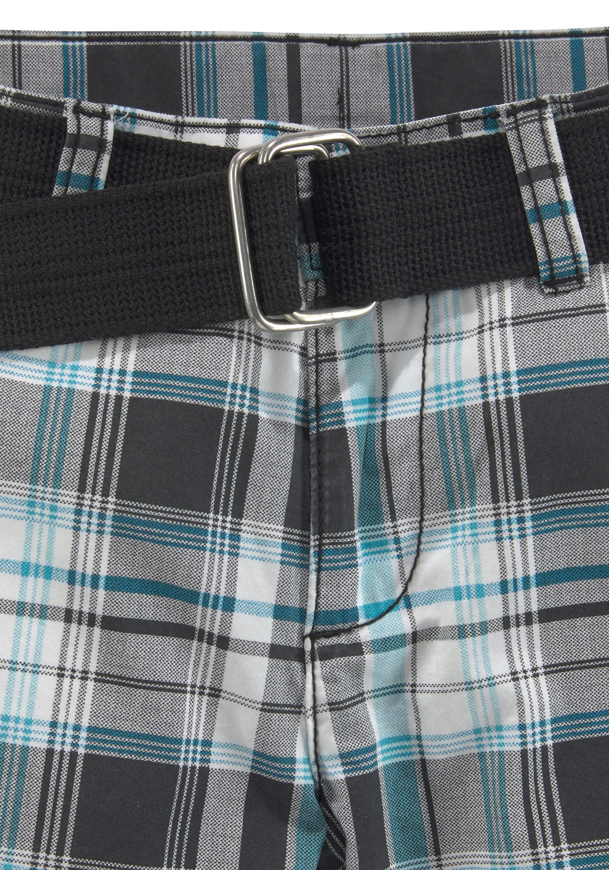 KIDSWORLD Shorts 2tlg. Bermudas mit Gürtel, Karierte Cargo-Bermudas (Set, 2-tlg., mit Gürtel) mit Textilgürtel
