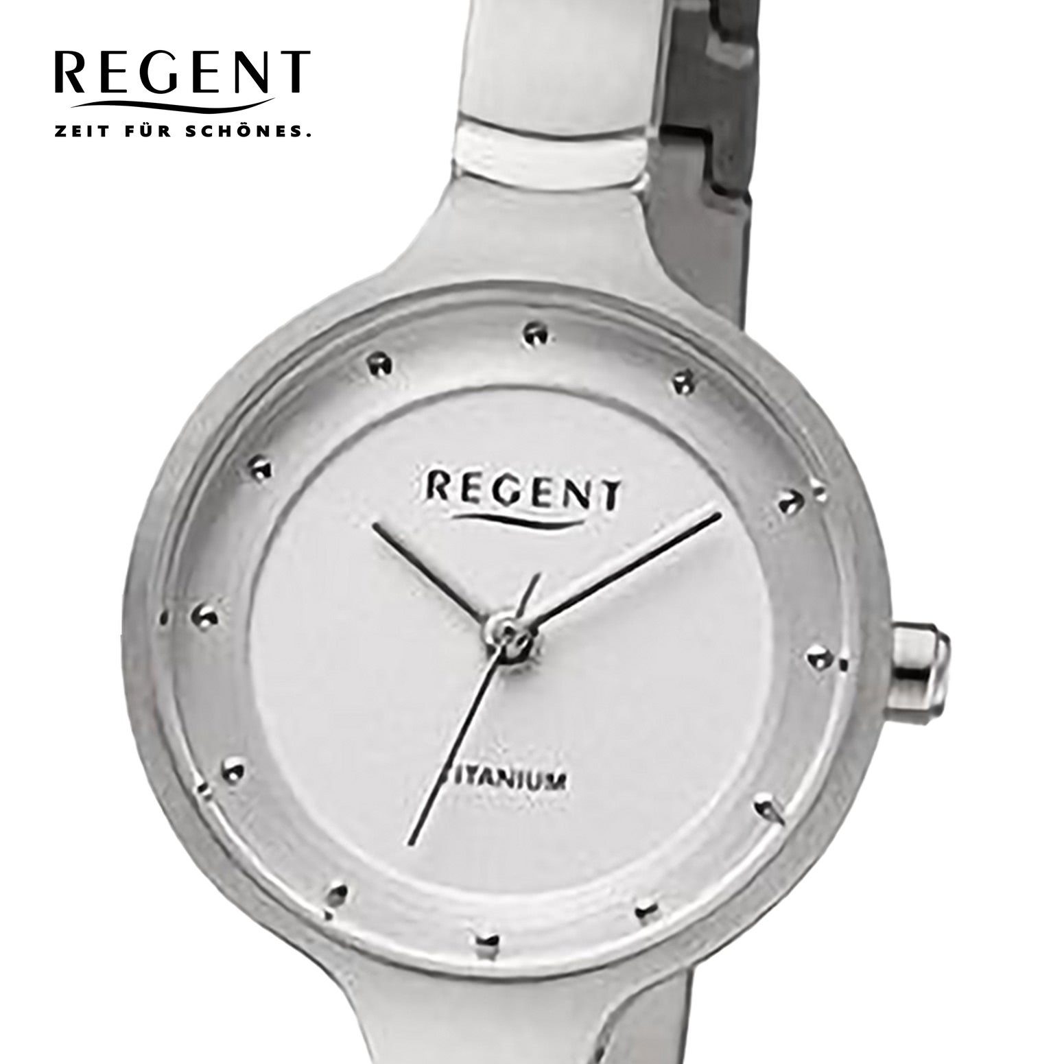 Regent Quarzuhr Regent Damen Armbanduhr Damen groß rund, 26mm), (ca. Armbanduhr extra Metallarmband Analog