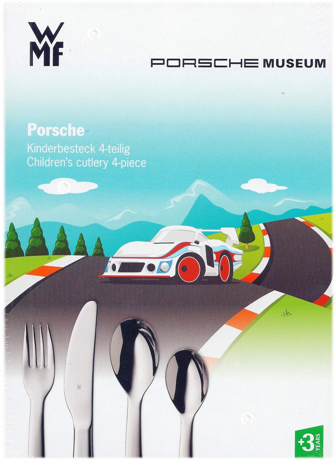 Porsche Kinderbesteck 4-teilig WMF Cromargan Porsche 356 911 RS 917 935 Besteck, 1 Personen