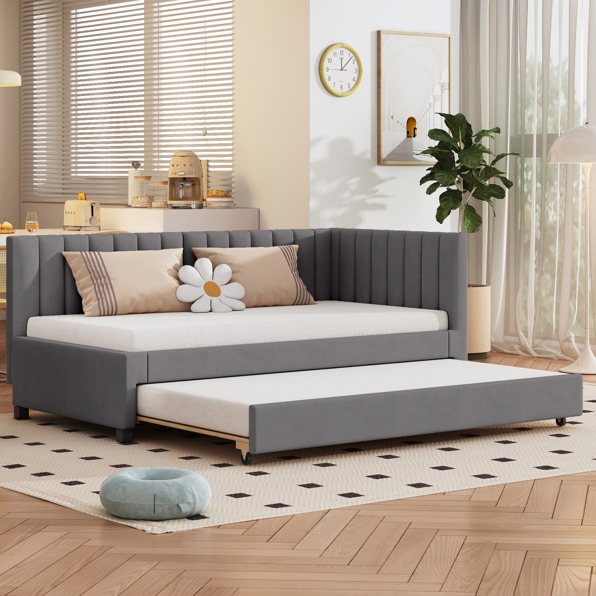 Odikalo Ausziehbett Schlafsofa Polsterbett Jugendbett Lattenrost günstig online kaufen