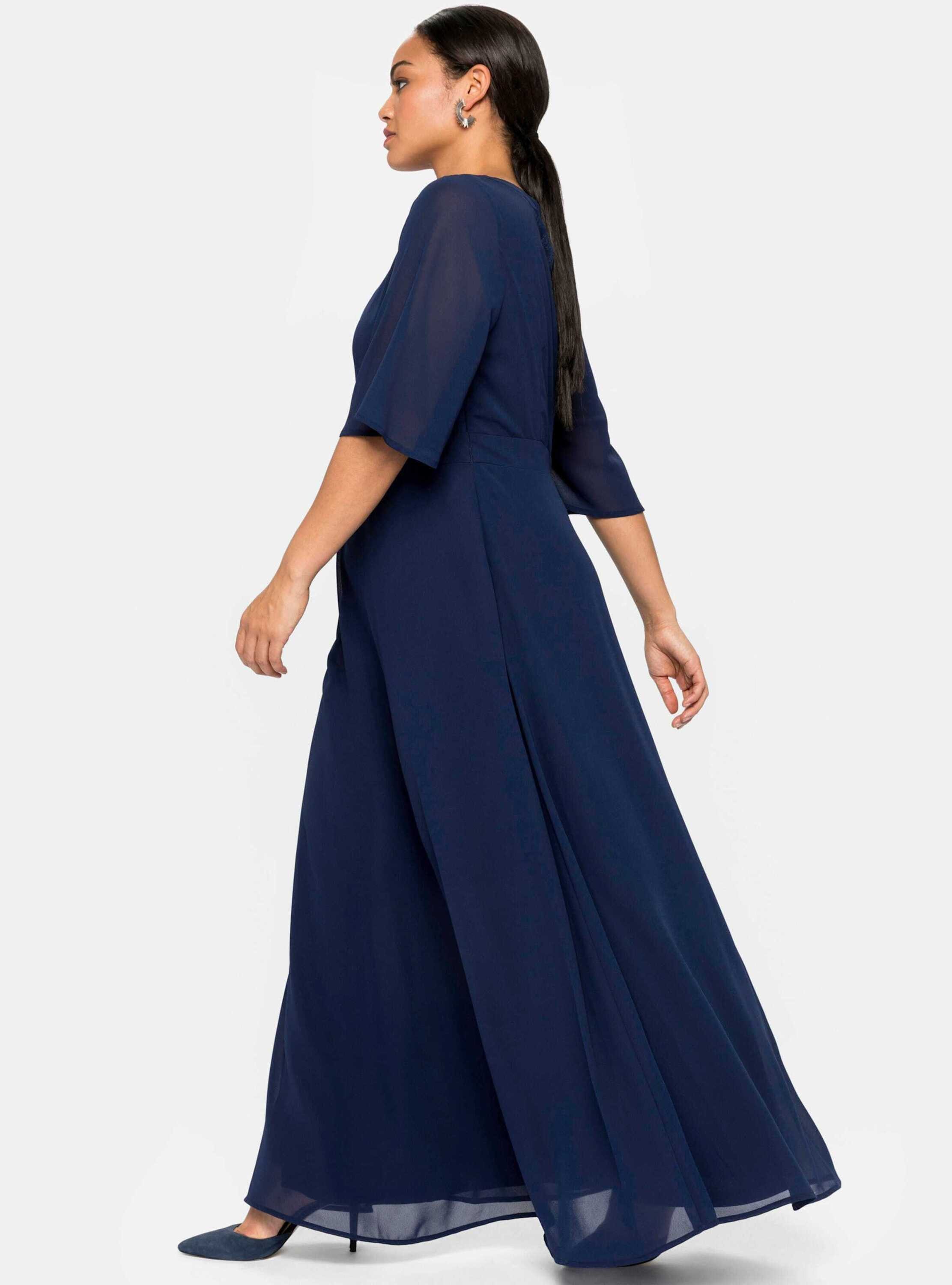 Sheego Etuikleid Abendkleid 3/4-Arm aus Chiffon, mit Spitzen-Einsatz