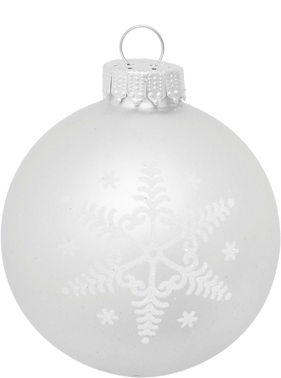 Krebs Glas Lauscha Weihnachtsbaumkugel Schneeflocke silberfarben (16 St), Weihnachtsdeko, Christbaumschmuck, Christbaumkugeln aus Glas – Bild 3 von 5