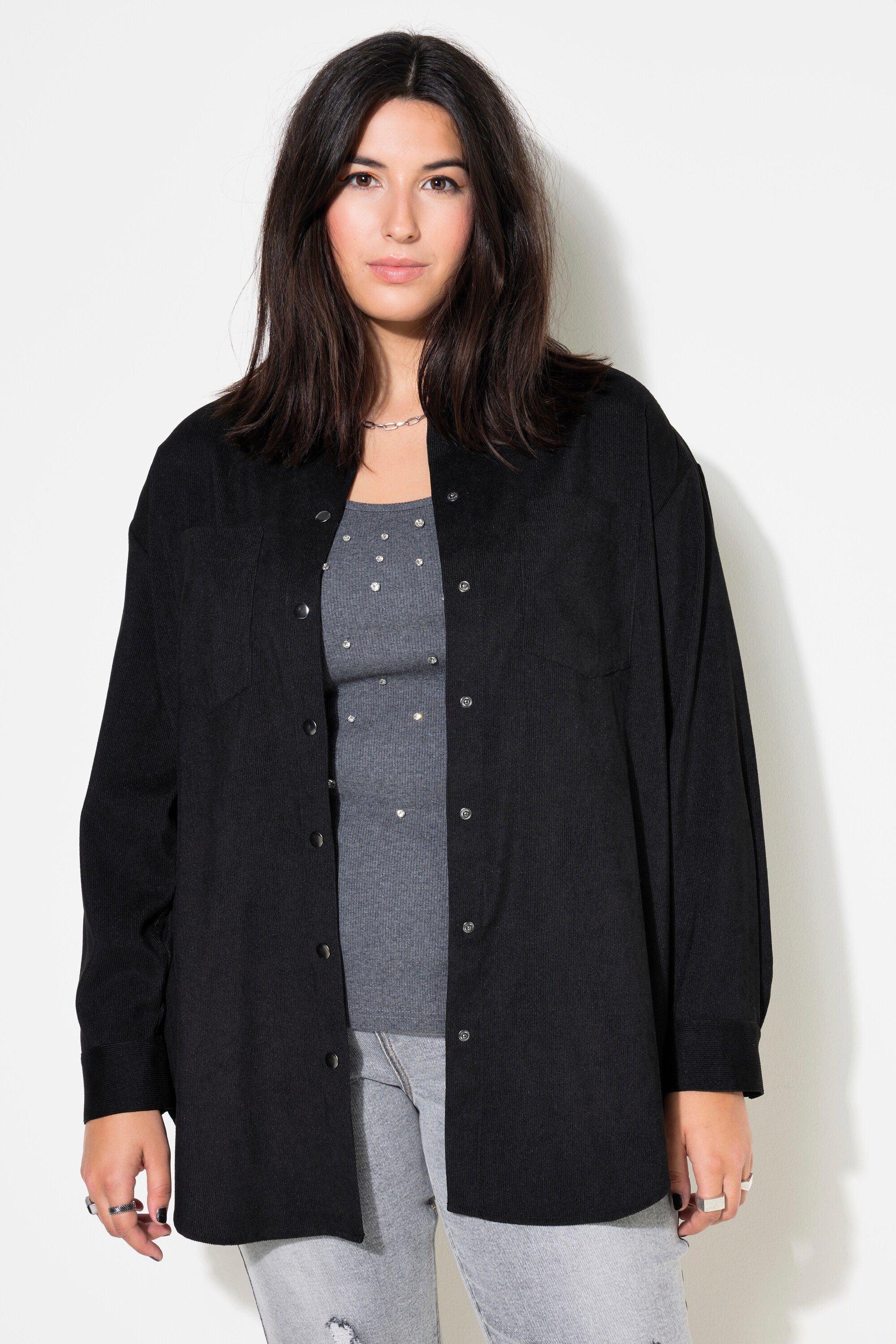 Studio Untold Hemdbluse Cord-Hemd oversized Hemdkragen günstig online kaufen