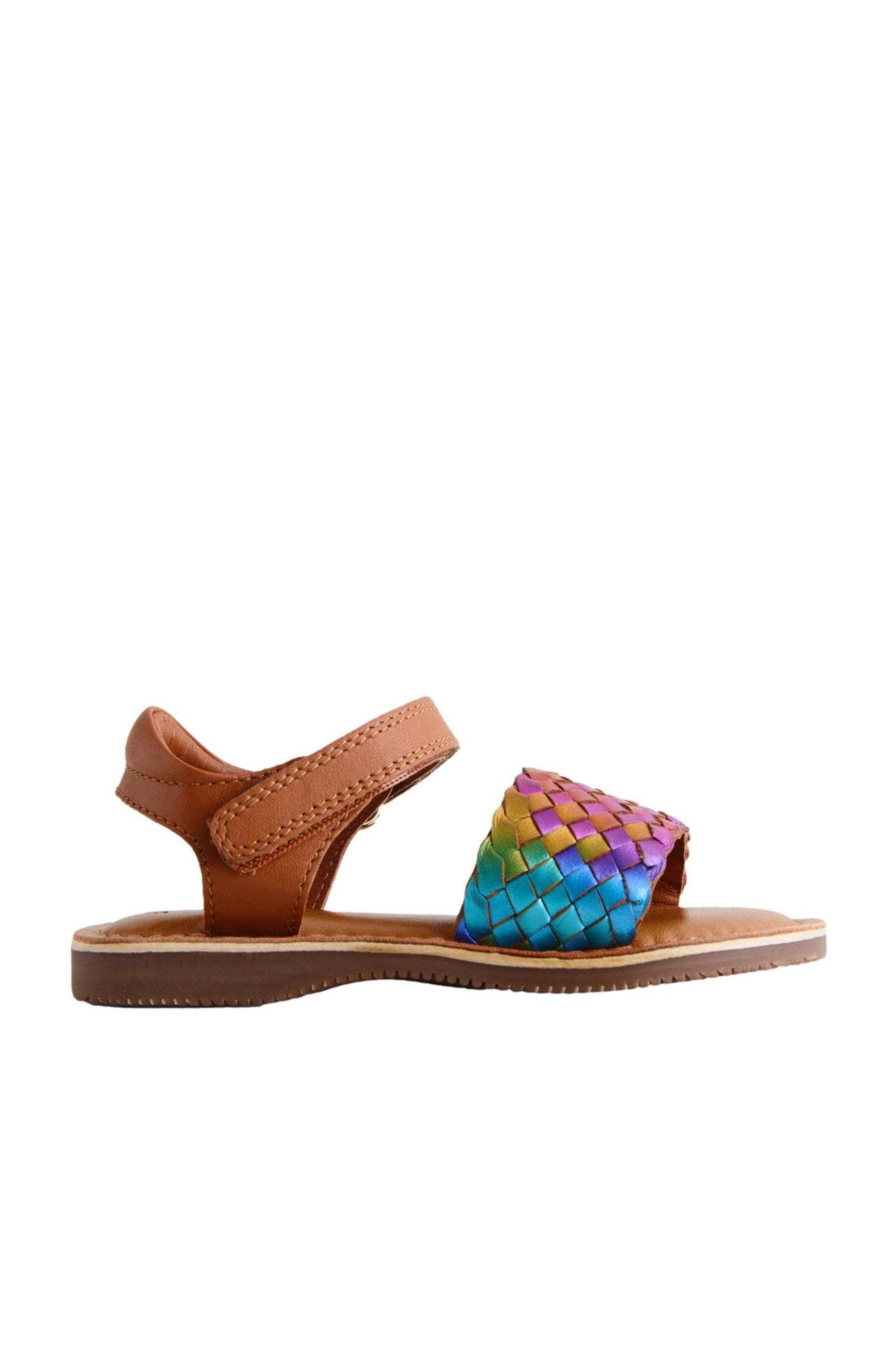 Ledersandalen in Flechtoptik mit Klettverschluss Sandale