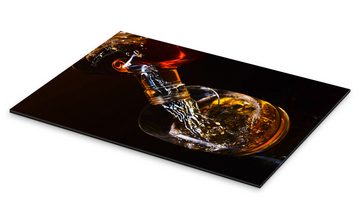 Posterlounge XXL-Wandbild Editors Choice, Whisky und Eis auf einem Glastisch, Fotografie