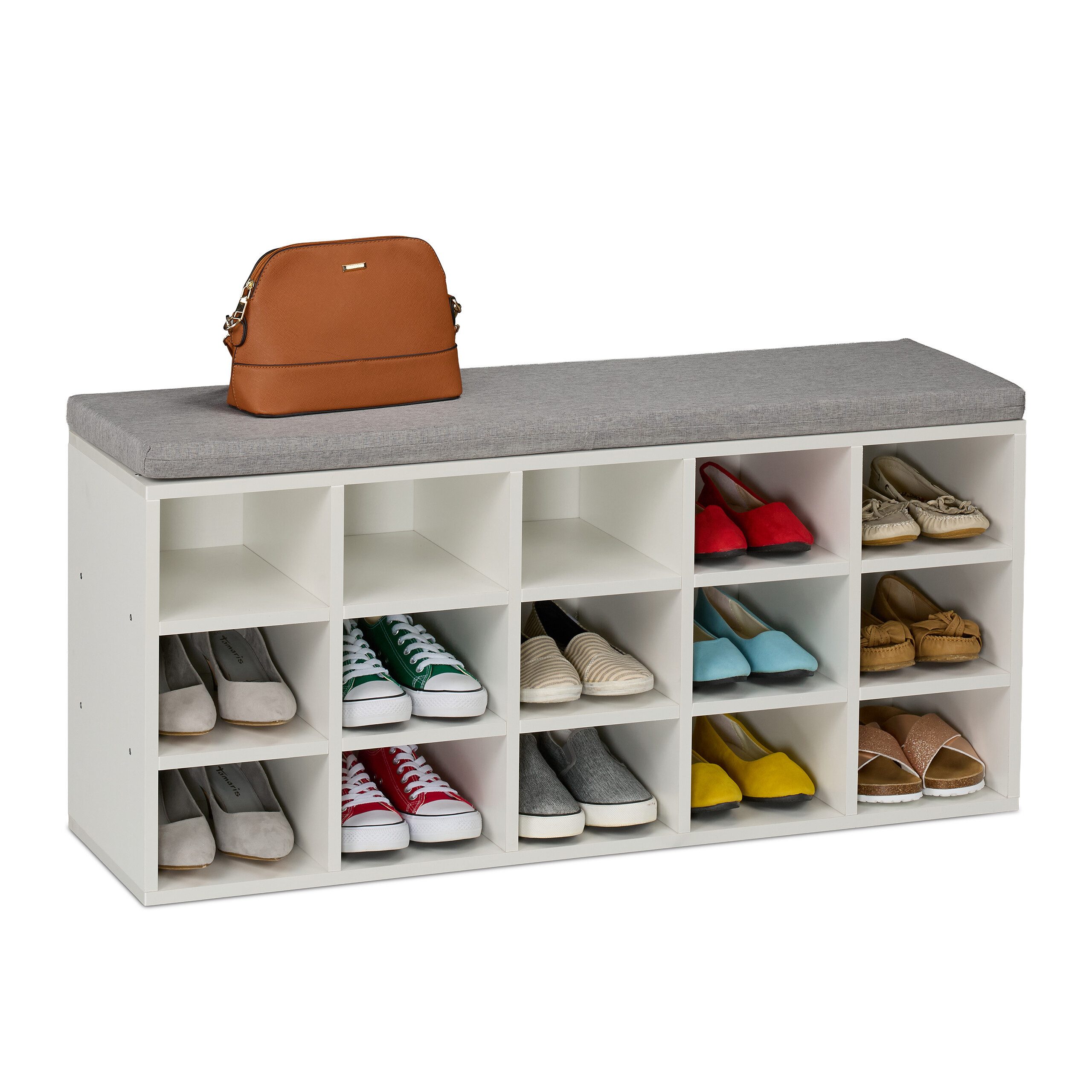 relaxdays Schuhbank mit gepolsterter Sitzfläche, 15