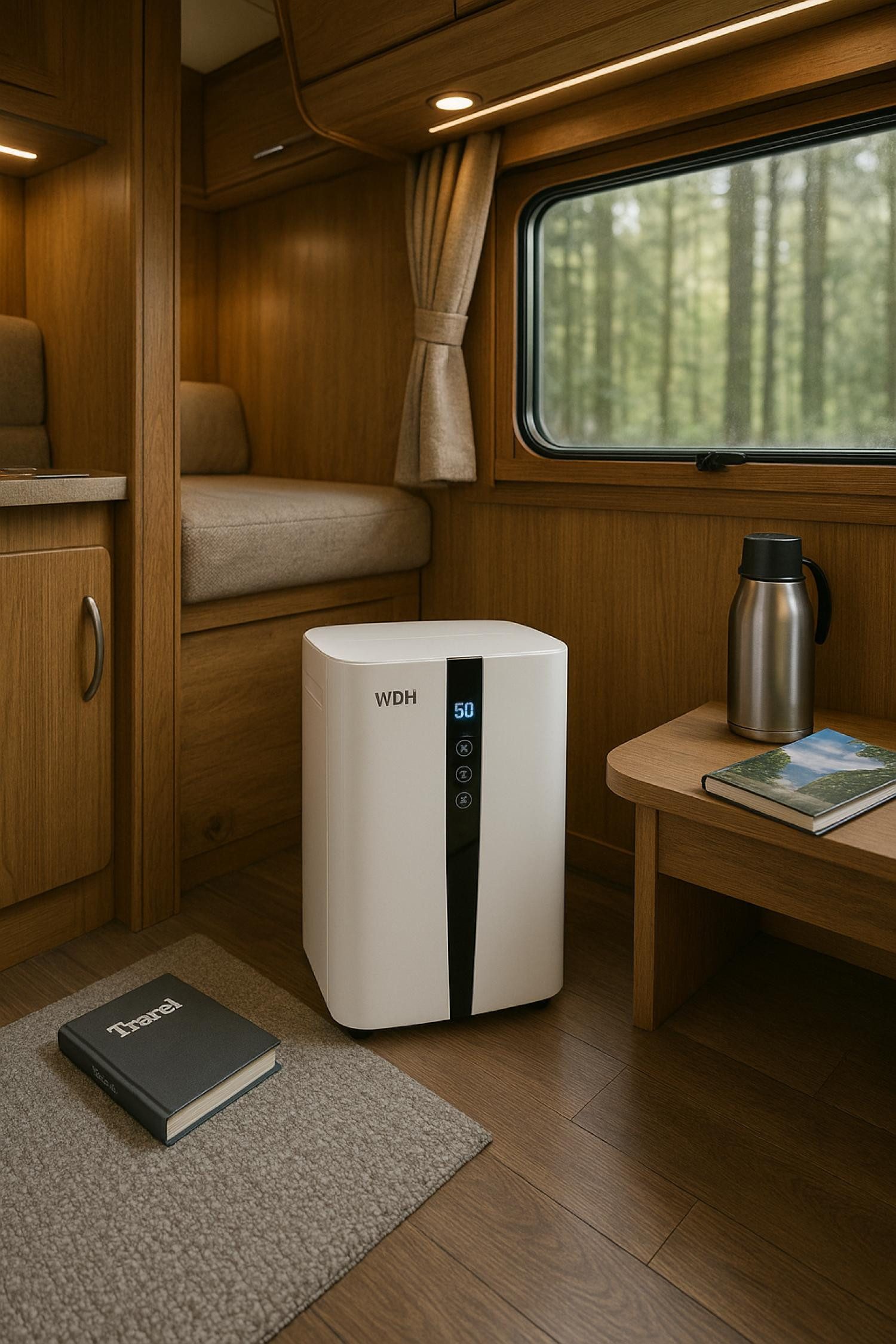 WDH Luftentfeuchter Mini-Entfeuchter WDH-898MD – für 20m² - 750 ml/Tag - Hygrostat, für 50 m³ Räume, Entfeuchtung 0,75 l/Tag, Tank 1,7 l, Stromverbrauch von max. nur 55 W