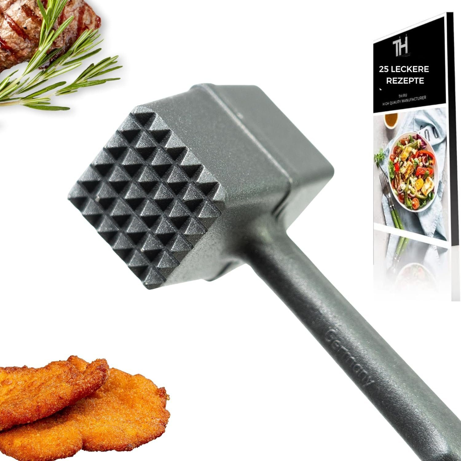 Thiru Fleischklopfer Fleischhammer Schnitzel, Kotelett - Hammer-Kopf mit Zwei Schlagflächen