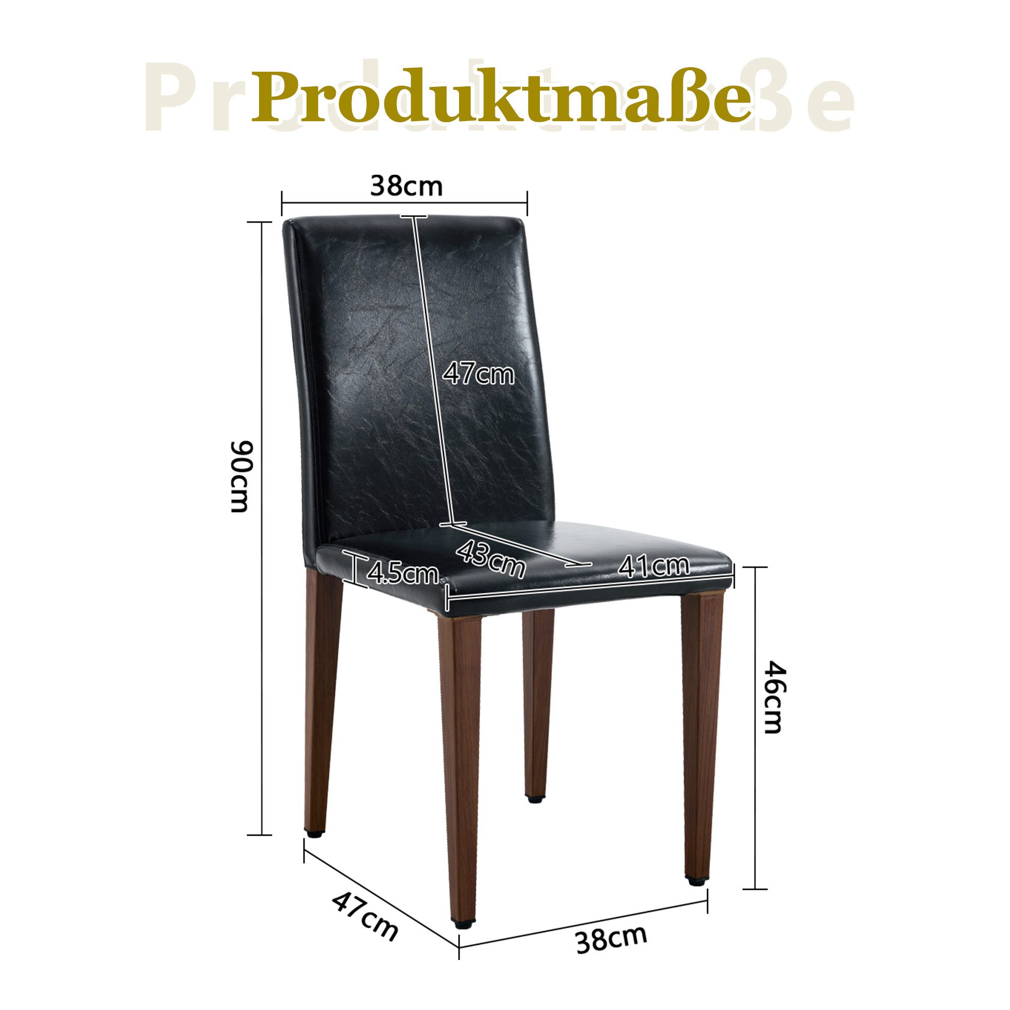 JUFU Polsterstuhl Esszimmerstuhl, Wohnzimmerstuhl, Küchenstuhl, 41 x 47 x 90 cm (2 St), Kunstleder mit Metallbeinen, Modernes Design, 2er Set
