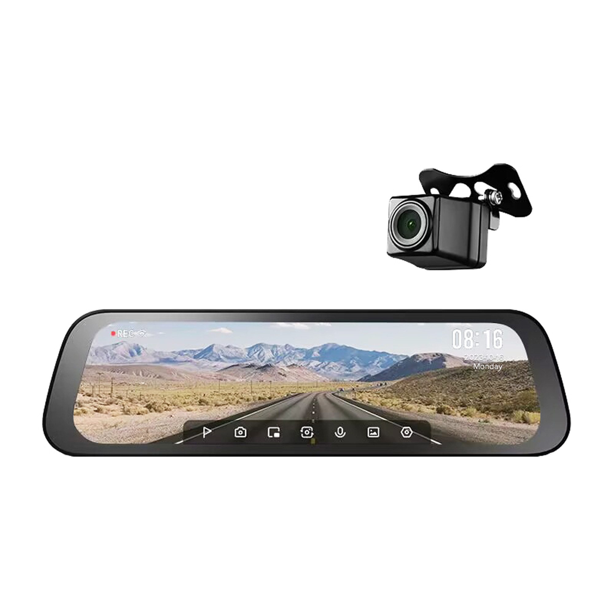 70mai S500 2.7K Spiegel Dashcam (WLAN (Wi-Fi), Mit FHD 1080P Rückfahrkamera, 9.35'' IPS TouchScreen, IMX675 Bildsensor, G-Sensor, HDR, App-Steuerung, f/1.8)