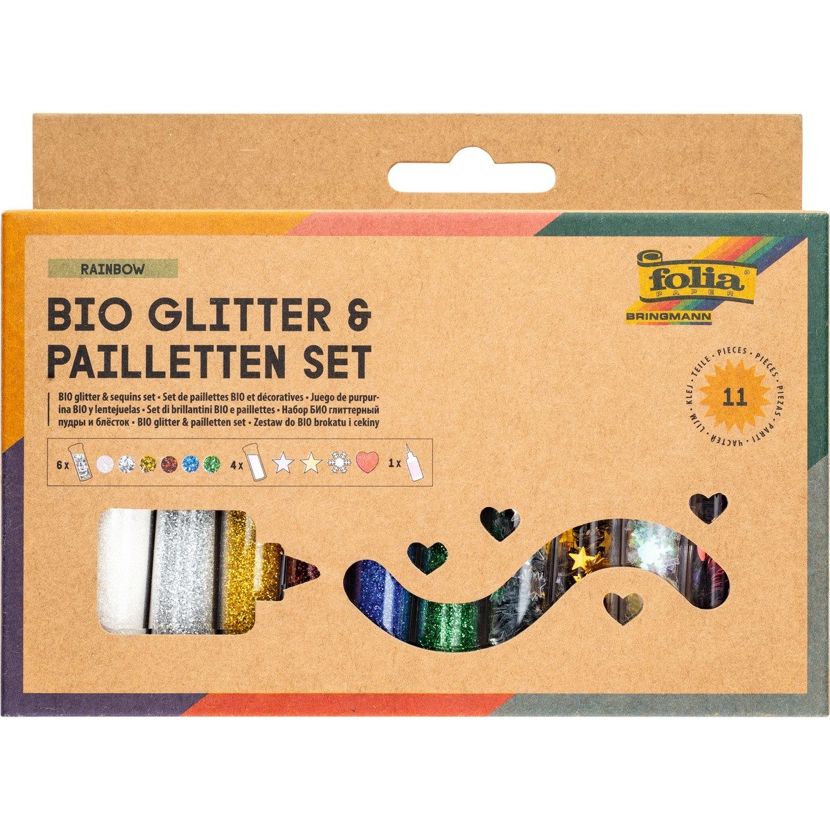 Folia Streuglitzer folia Glitter- & Pailletten Set Rainbow 11 Teile